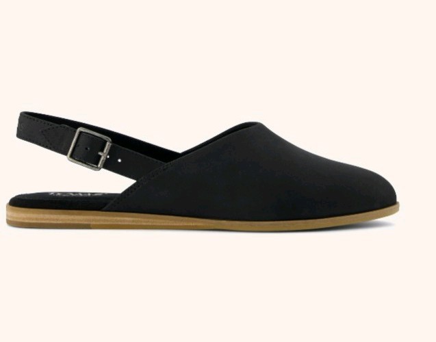 TOMS Black Leather Closed Toe Buckle Slingback Flats Women’s US 8.5 EU 391002201