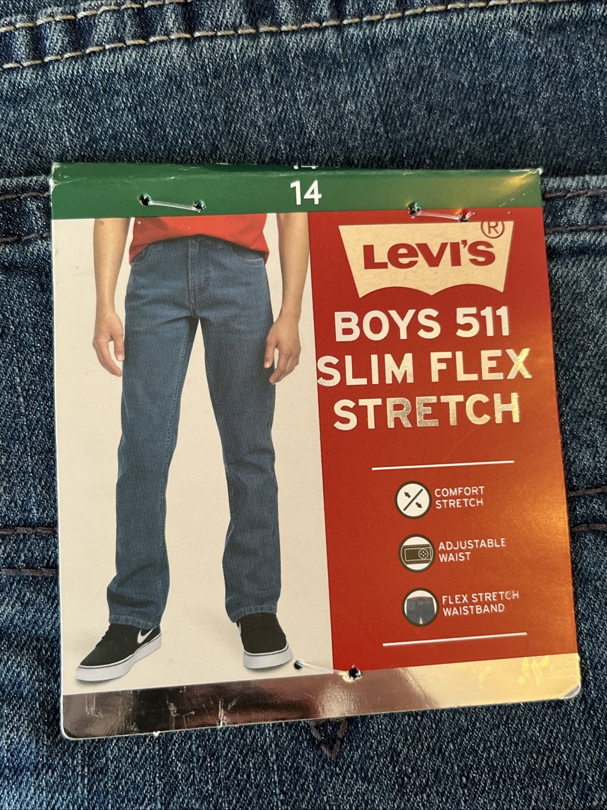 Levi’s Boys 511 Slim Fit Jeans Size 14 Regular NWT Performance Flex Stretch Blue