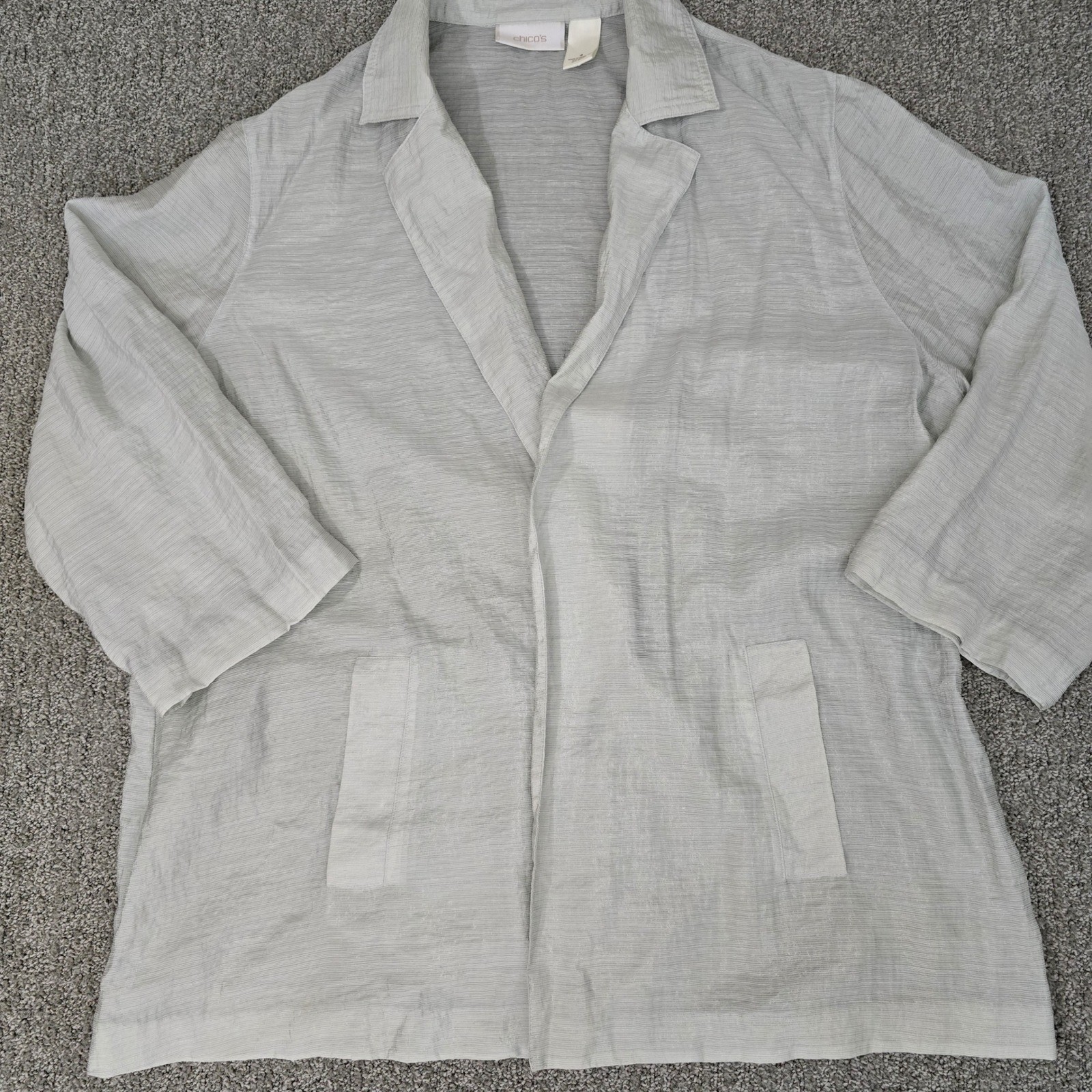 Chicos Lightweight Open Front Blazer Jacket Womens 4 Neutral Casual XXL