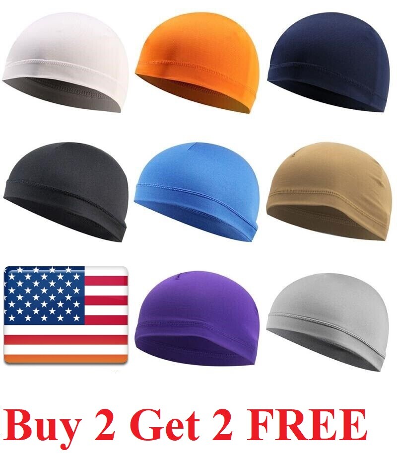 Sweat Wicking Cooling flag Dome Skull Cap Helmet Liner Sport Beanie durag Hat,