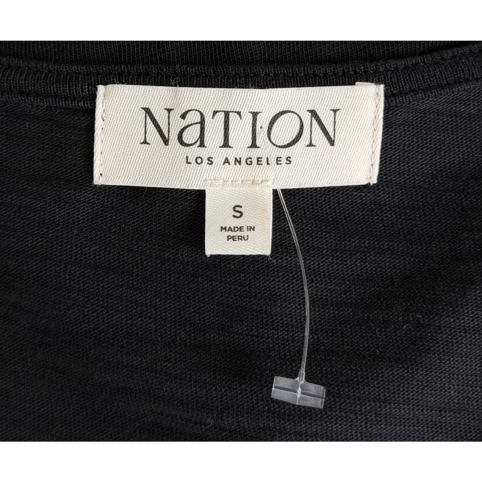 Nation Mikaela Top Jet Black Small Ruched Cotton Casual Closet Staple NEW