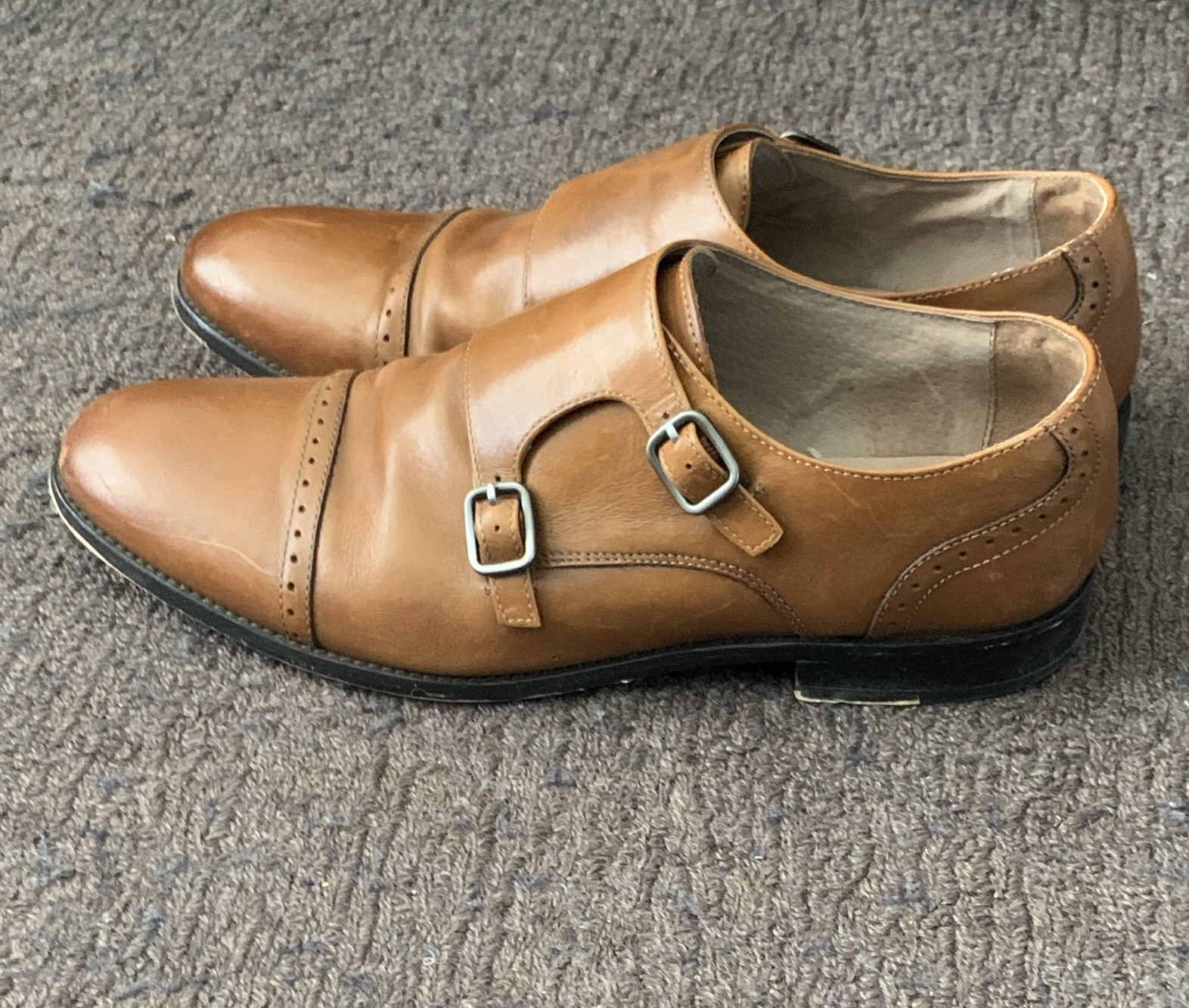 Banana Republic Men’s Brown Double Monk Strap Cap Toe Dress Shoes US 10.5
