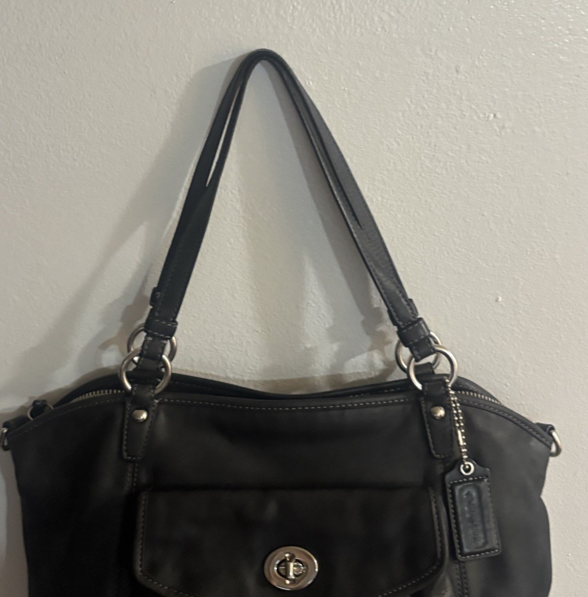 Coach Leah Black Leather Shoulder Bag 13172