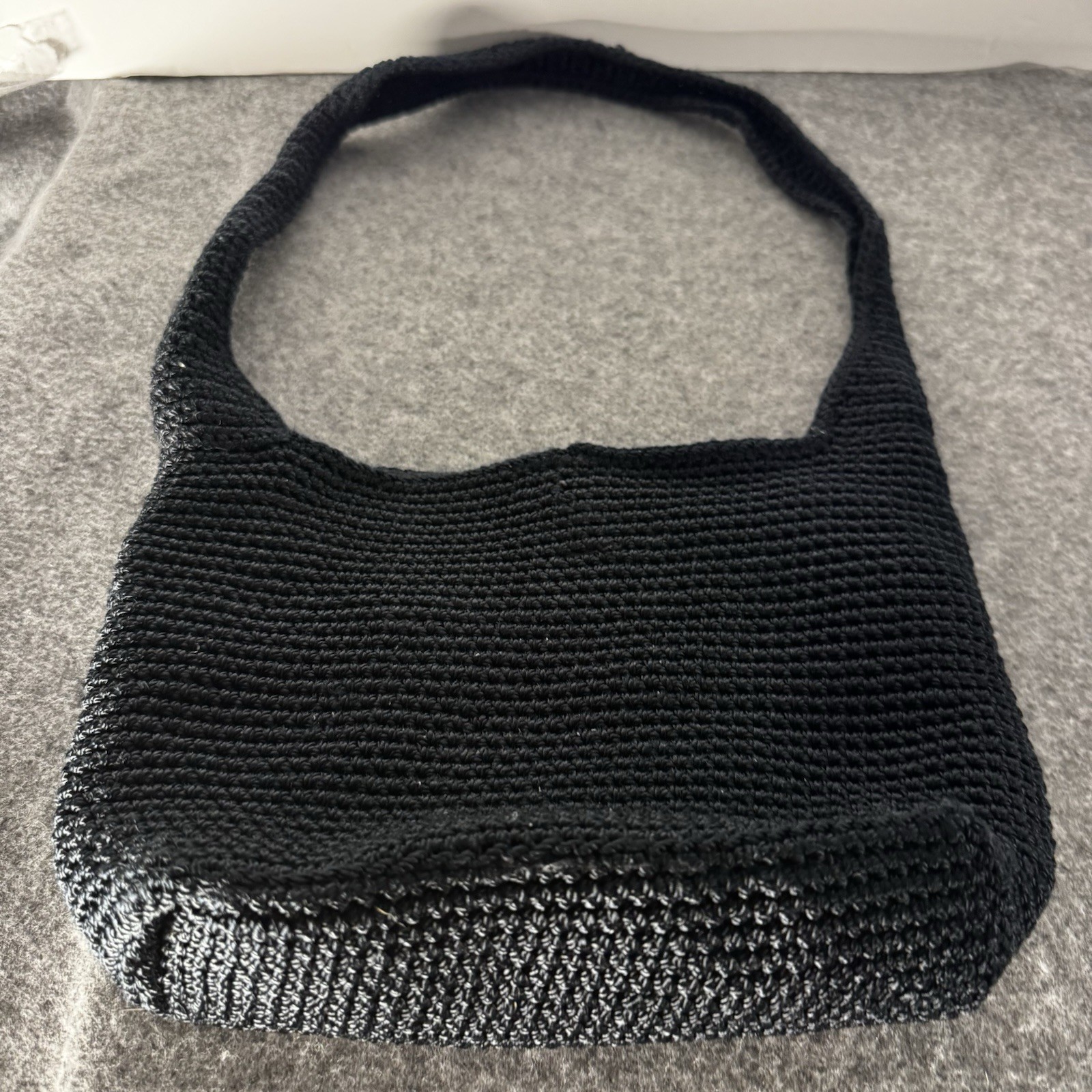 The SAK Bag Shoulder Bag Tight Knit Crochet Purse Woven Zip Close Hobo 14″ NICE!