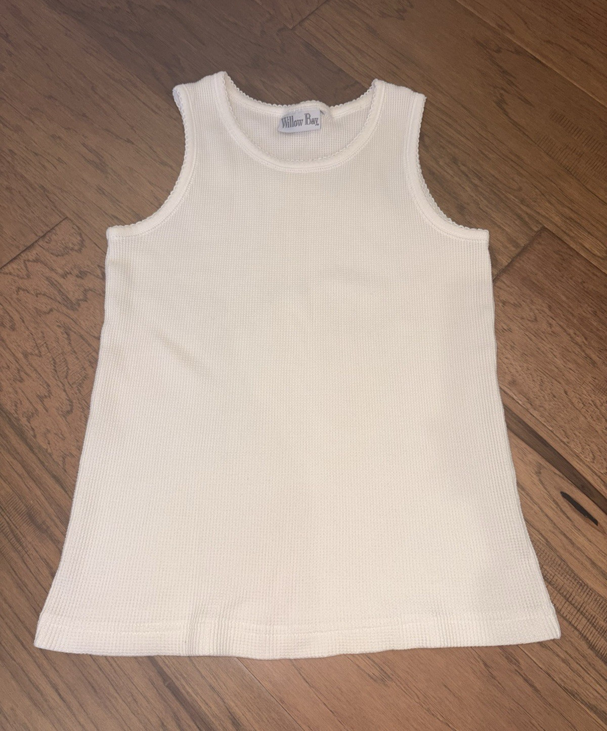 Vintage Willow Bay Thermal Tank Top Cream Waffle Knit Sleeveless Minimalist