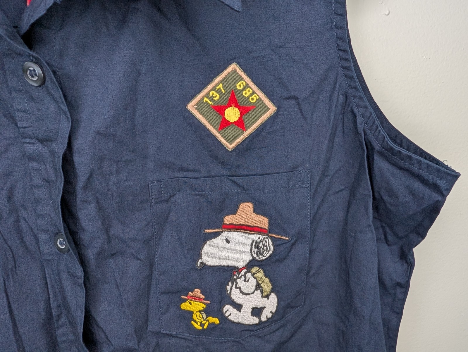 Vintage 90’s Peanuts Snoopy Scout Troop Leader Button Vest Size Medium Y2K NWT