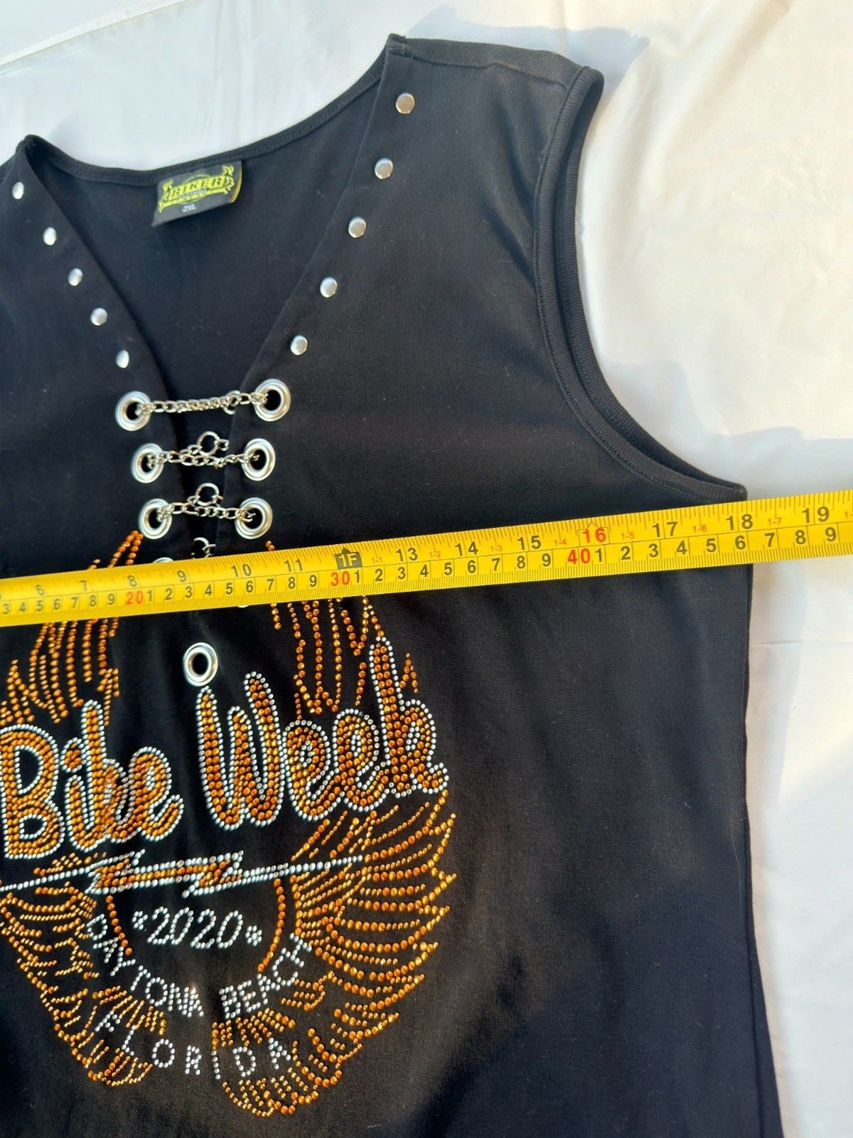Harley Davidson Bike Week Daytona Beach 2020 Rhinestone Chain Front Tank Top Bla