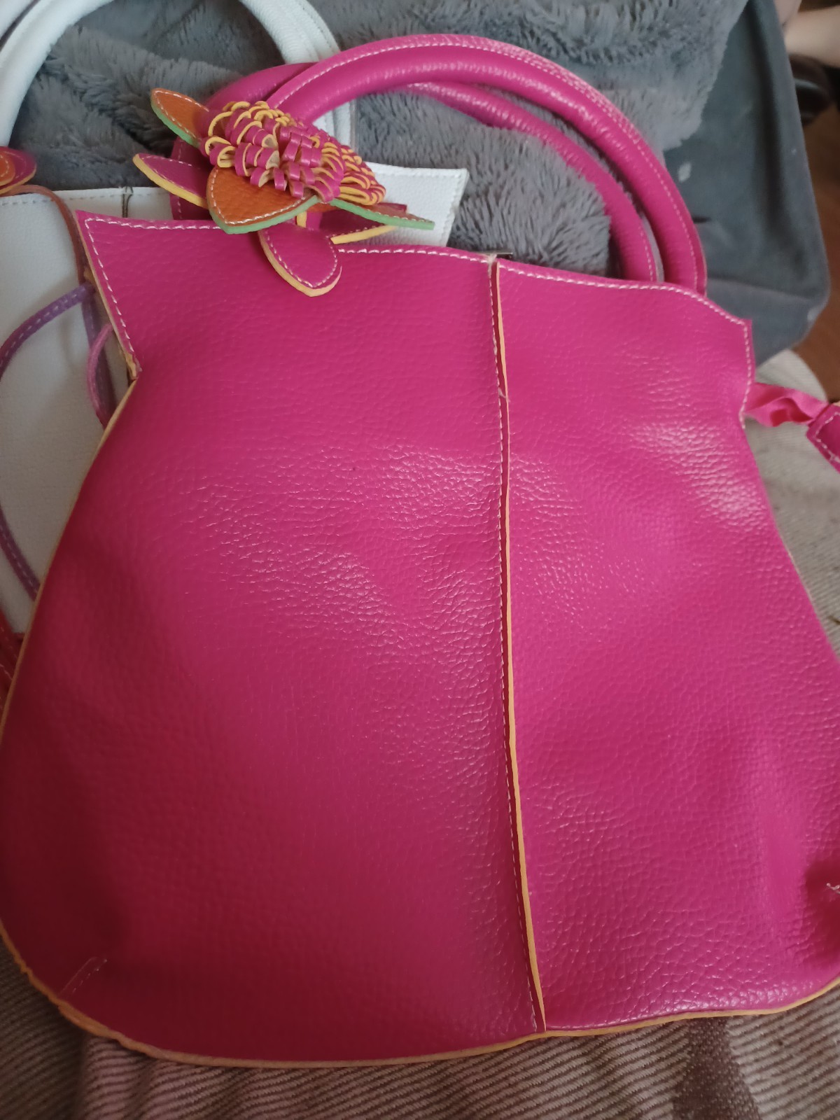 Mellow World Aster 3D Flower Tassel 100% Vegan Leather Pink Handbag Purse