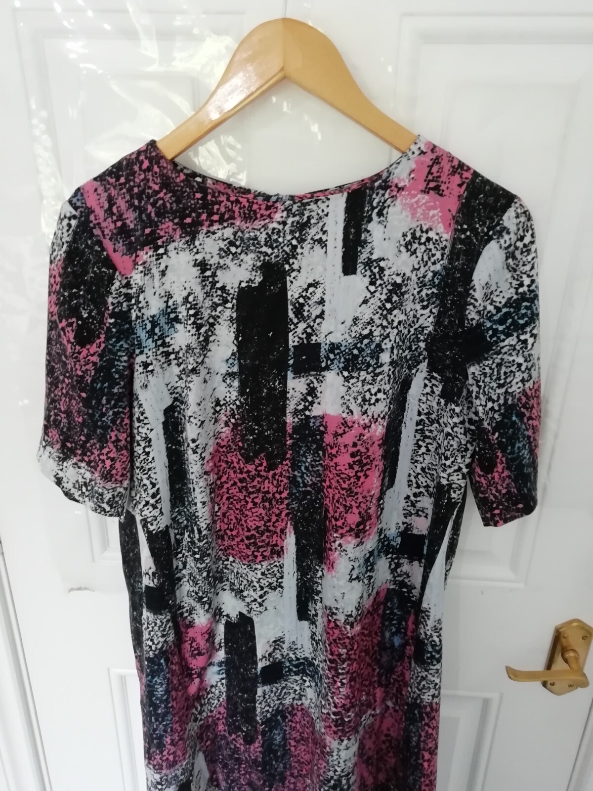 Warehouse Size 10 Black Pink Blue White Silky Feel Shift Dress Back Zip Ladies