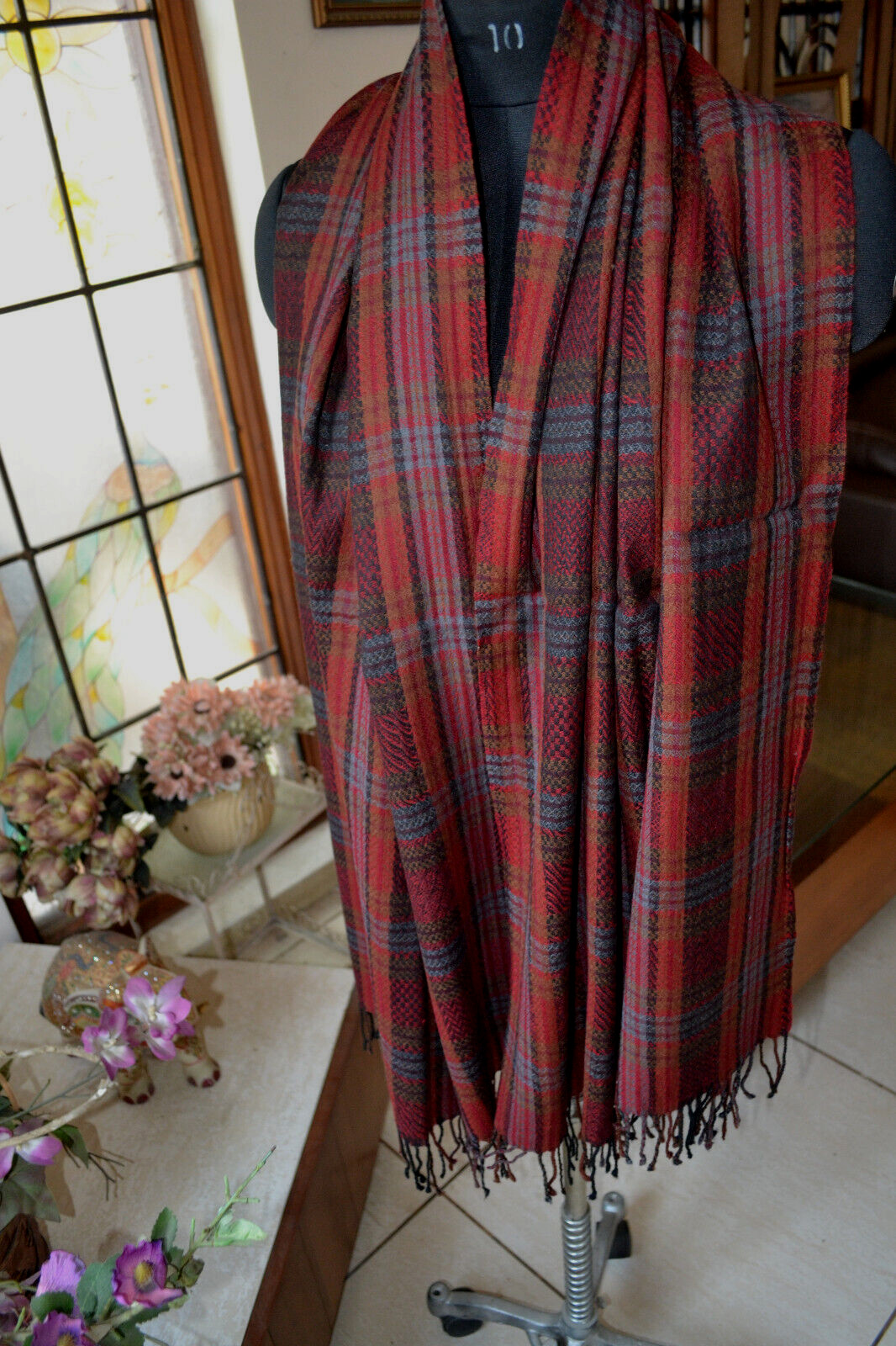 SOBRE DESIGNER PLAID CHECK 100% CASHMERE PASHMINA SHAWL/WRAP : 7 DESIGN CHOIC