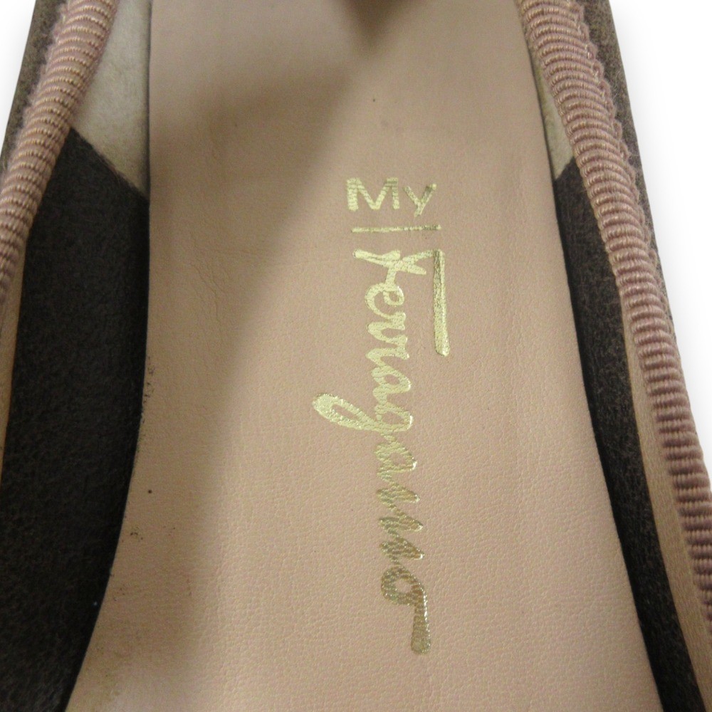 Salvatore Ferragamo logo pumps 5.5 Approx.9.1″” brown pink beige Women USED