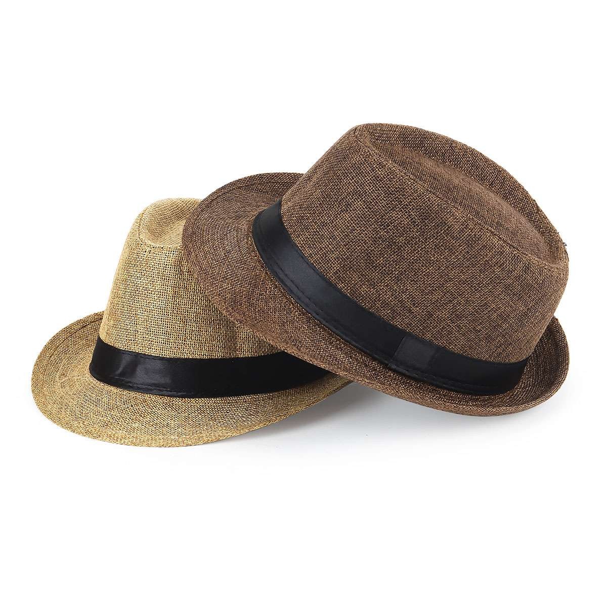 Classic Fedora Hats for Men Women Short Brim Felt Feather Hat Panama Dress Hat