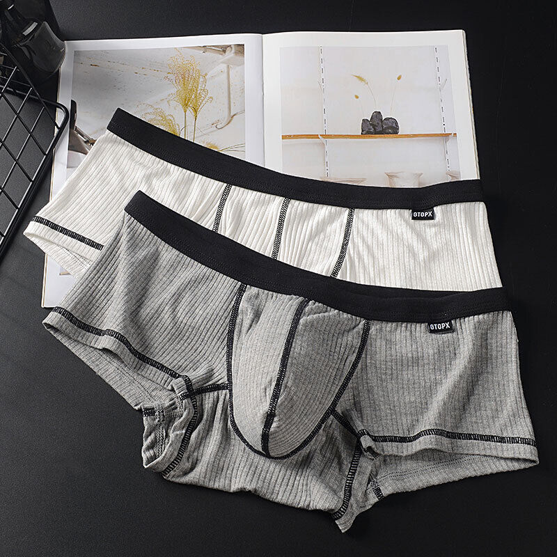 Men’s Sexy Underwear Low waist Briefs U Pouch Boxers Striped Shorts Underpants