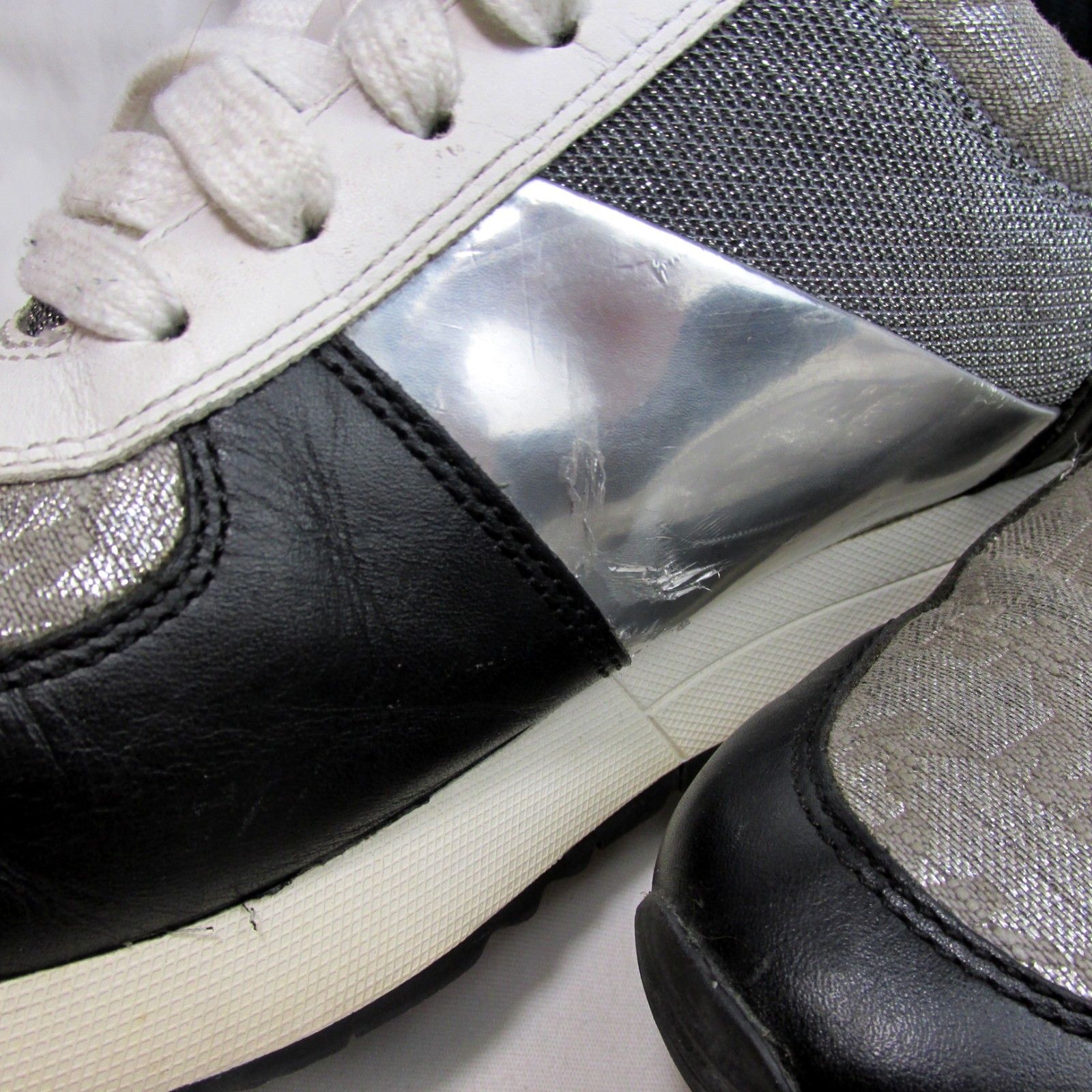 Michael Kors Black White Silver Trainer Sneaker Womens Size 8.5 Luxury Shoes