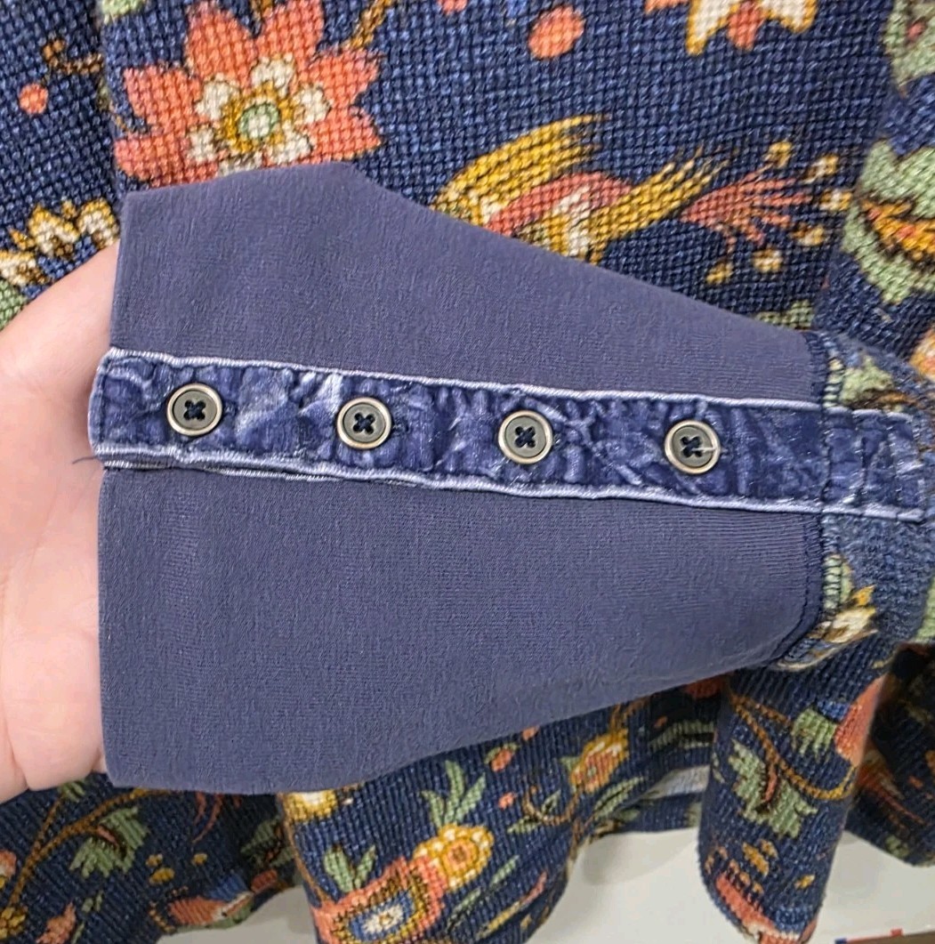 SUNDANCE Thermal Waffle Knit Long Sleeve Shirt Top Blue Cuff Details Sz XXL Euc