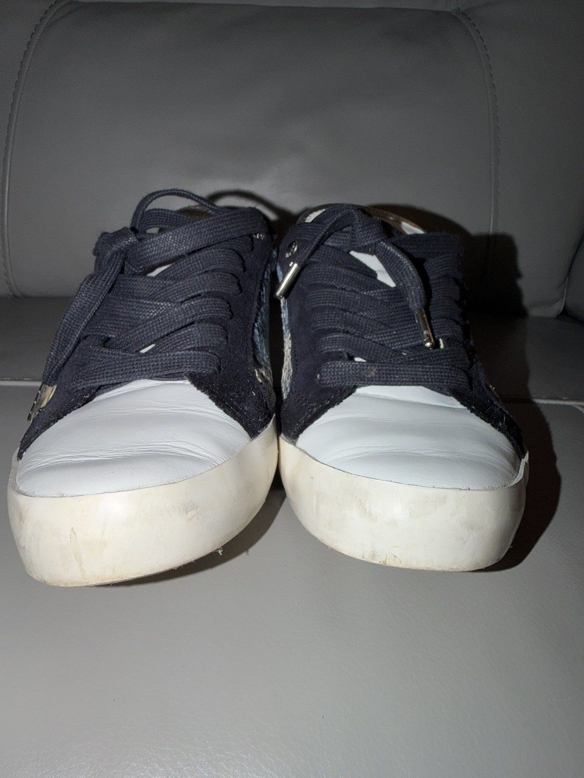 Zadig & Voltaire Blue Python Print Lo Top Leather Sneakers Sz 37 (US 7)