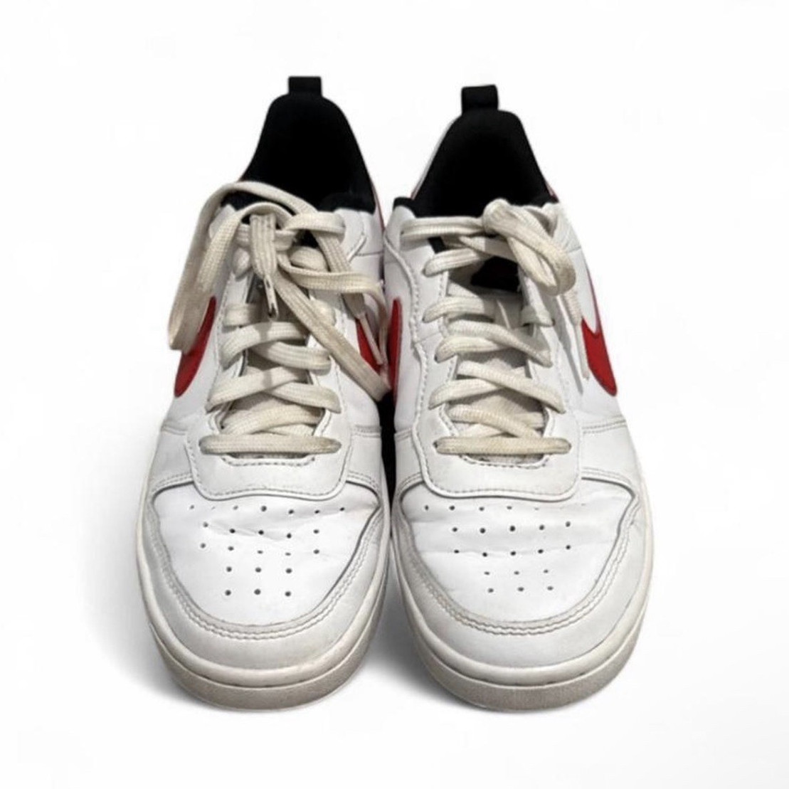 Nike Court Borough Low Top Sneakers White/Red/Black Kids 6.5Y BQ5448-110