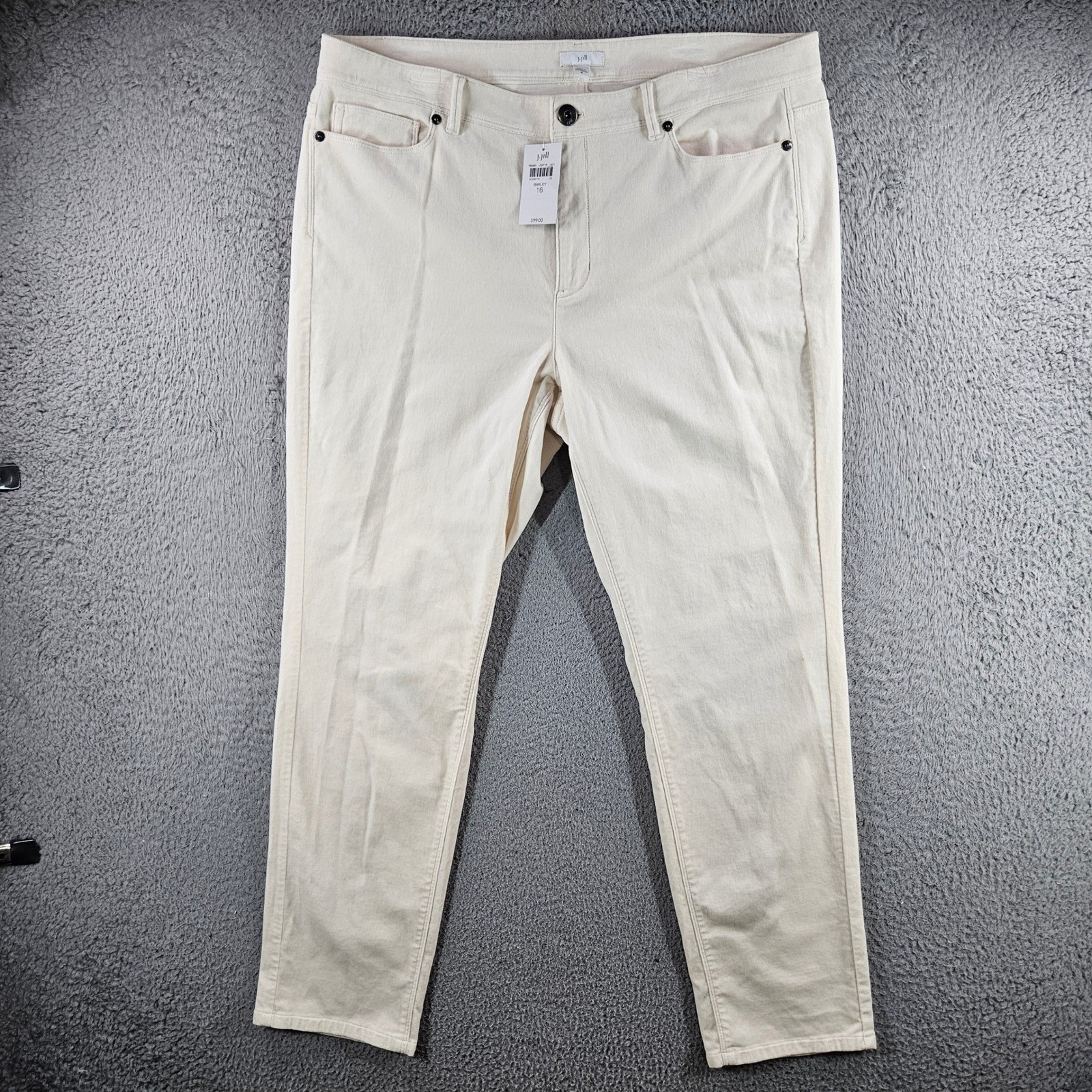 J. Jill Barley Corduroy Pants Womens 16 Cream Off-White Straight Leg JWT16 NEW