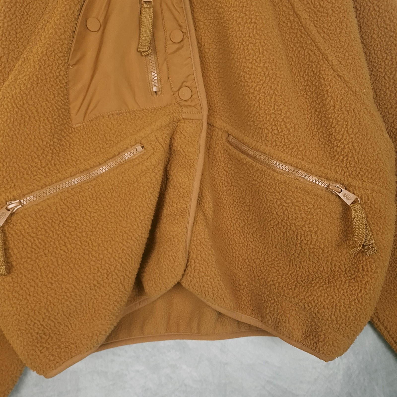 FP Movement Jacket Womens XS Brown Fleece Snap Front Zip Pockets Oversized