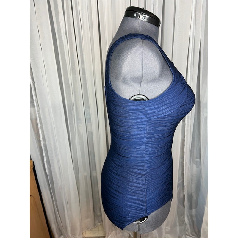 Christina one piece swimsuit Vintage textured waves square neck navy