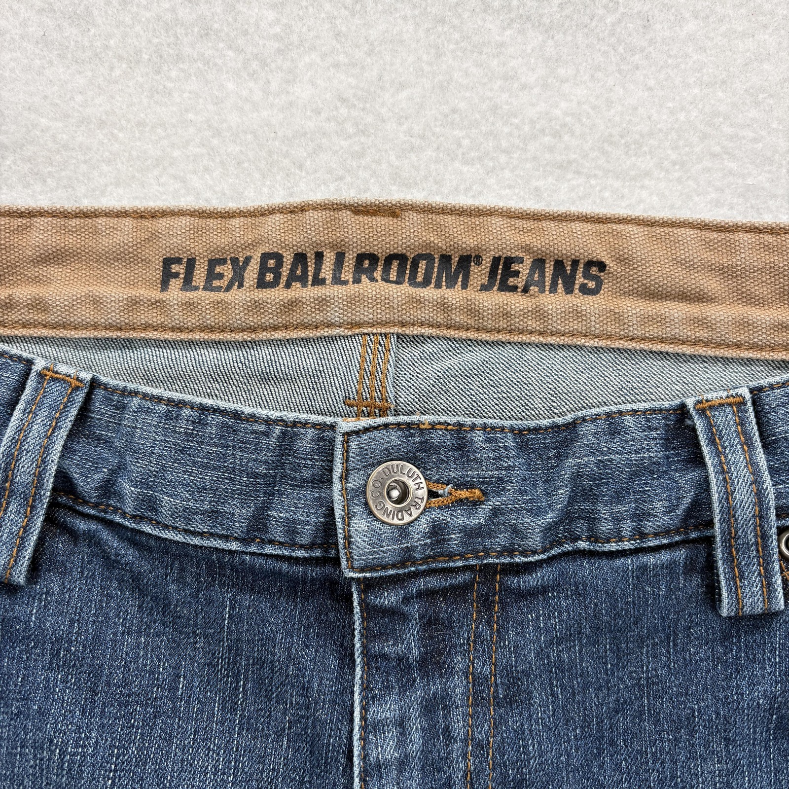 Duluth Flex Ballroom Jeans Mens 40×32 Blue Medium Wash Relaxed Straight Denim