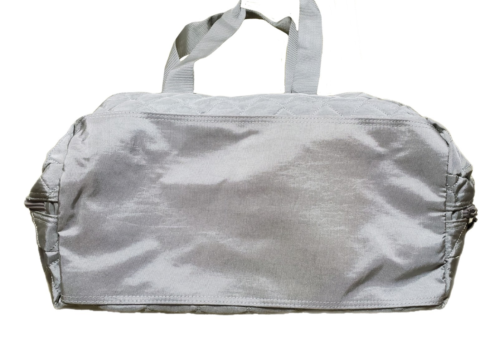 Baggallini Large Quilted Silver & Pink 3 Compartments Tote Travel Bag Purse New
