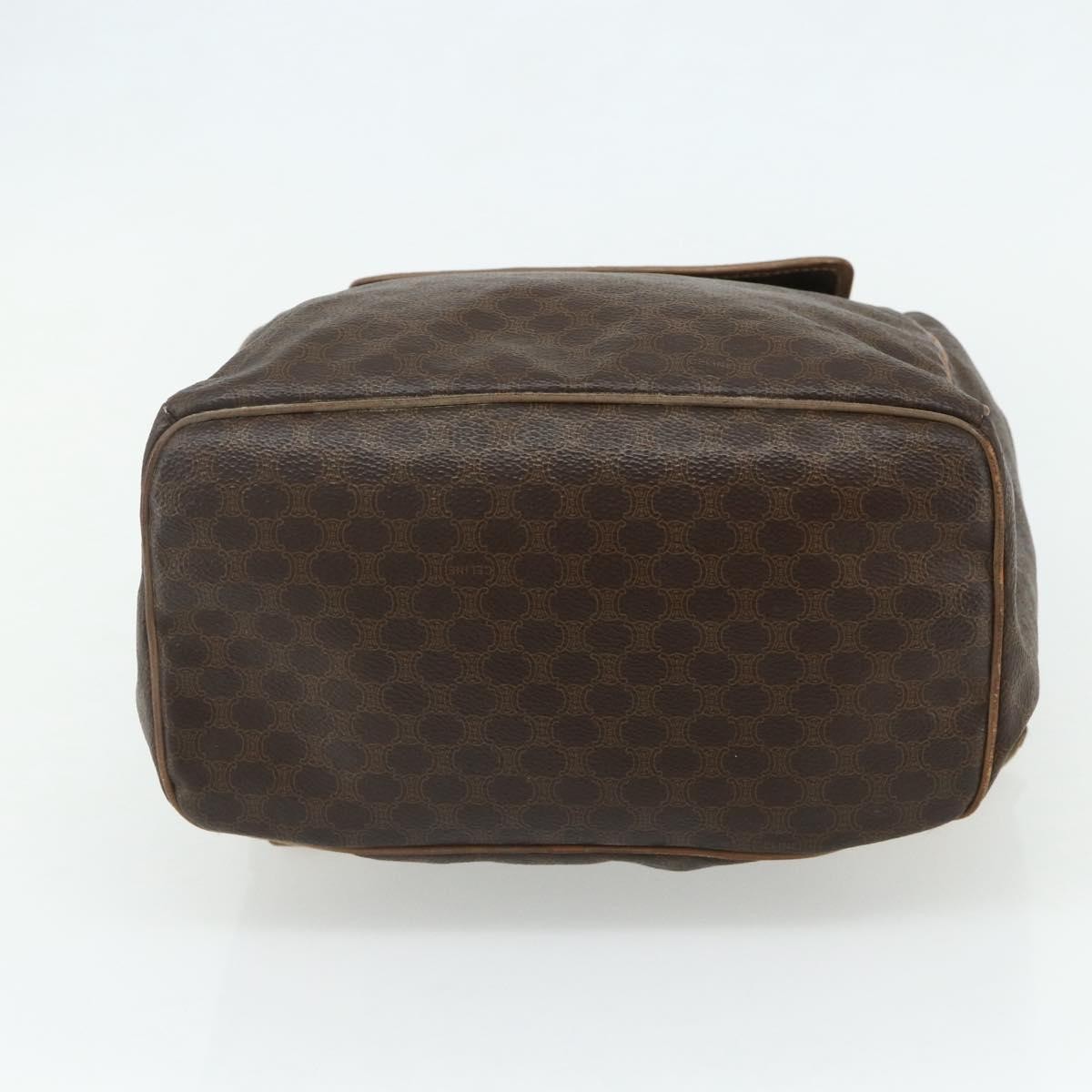 CELINE Macadam Canvas Backpack PVC Leather Brown Gold Auth fm5320