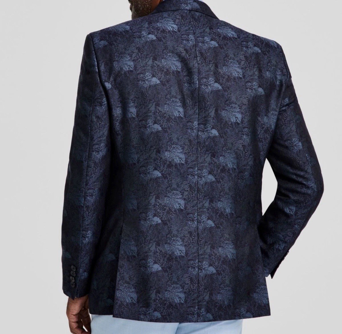 Tayion Double Breasted Blue Black Classic Fit Jacquard Dinner Jacket 46R New NWT
