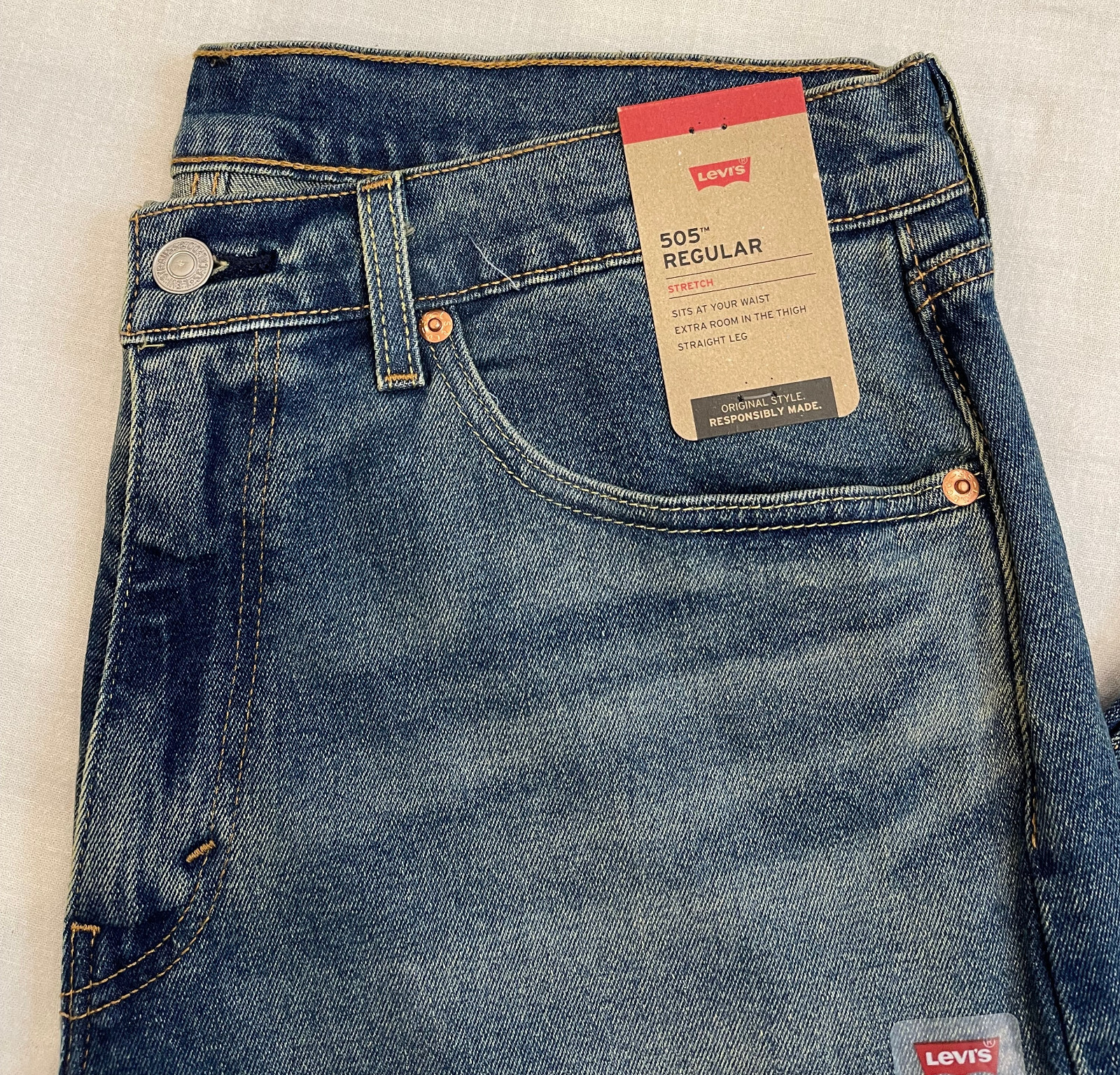 Levis 505 Mens Regular Fit Stretch Jeans Blue #1994 Sizes: 32, 33, 34, 36