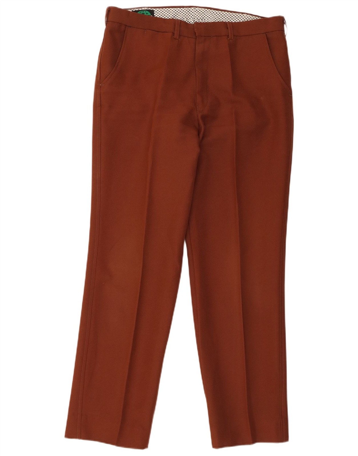 Trevira Mens Straight Chino Trousers W32 L29 Brown Polyester FC82