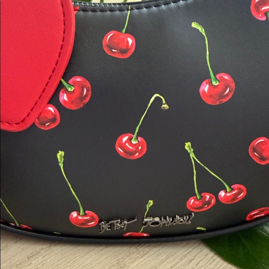 Betsey Johnson XO Northy Cherry Print Crescent Shoulder Bag NWT Cherry Charm