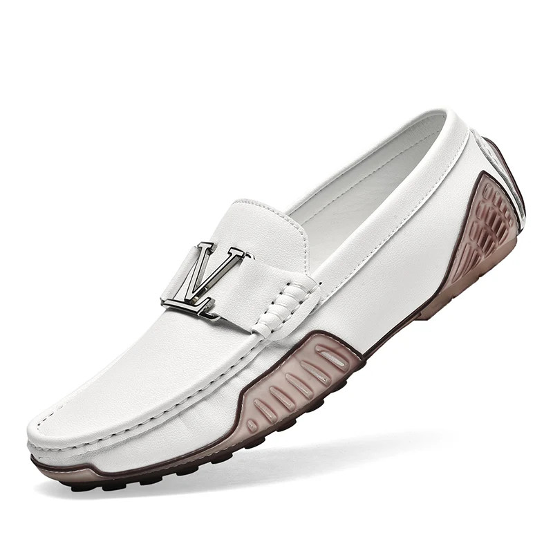 Mens Casual Leather Shoes Cowhide Loafers Genuine Leather Flats Driving Sneakers