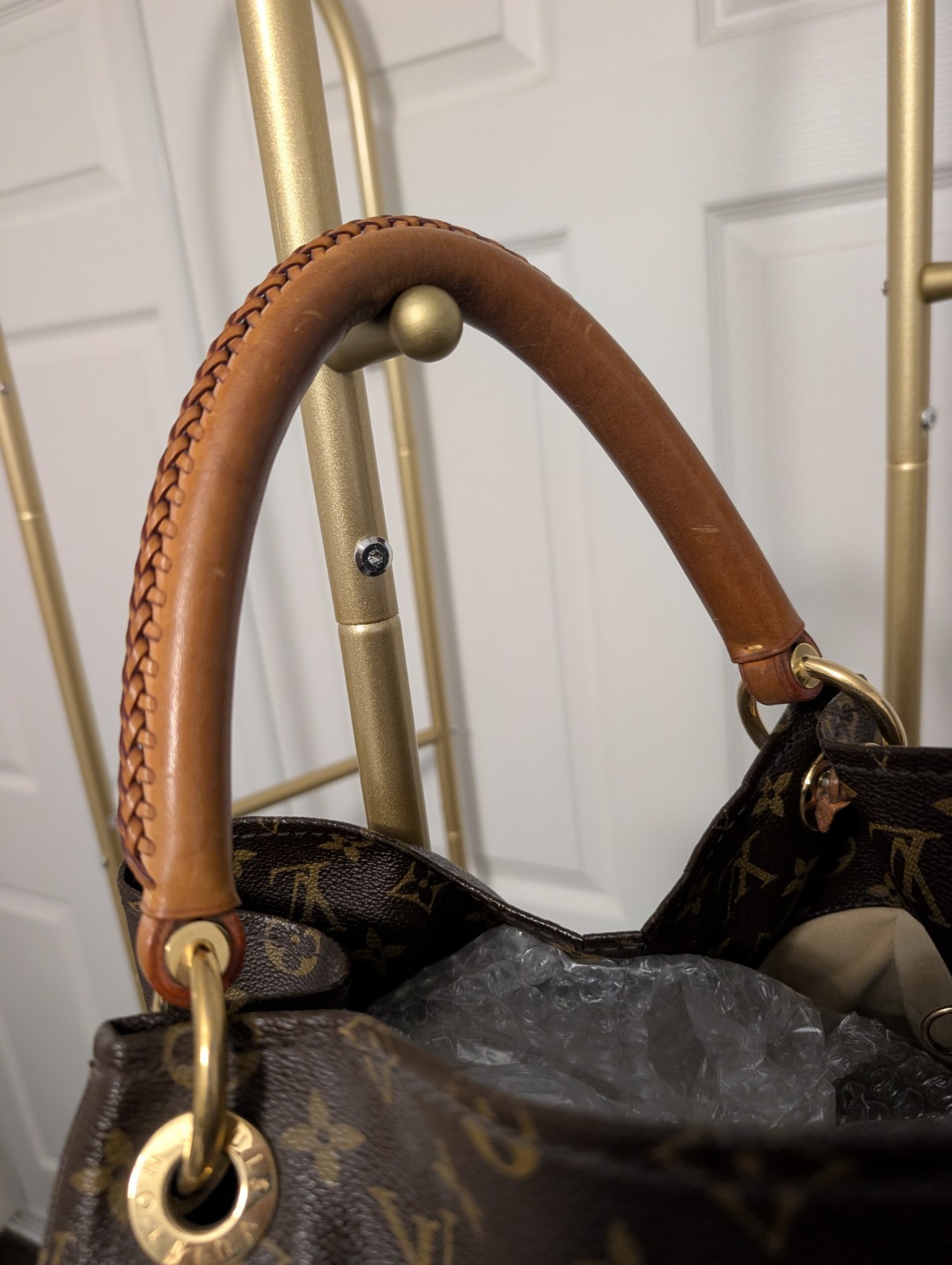 Louis Vuitton Monogram Large Shoulder Bag Brown Braided Handle Detachable Strap