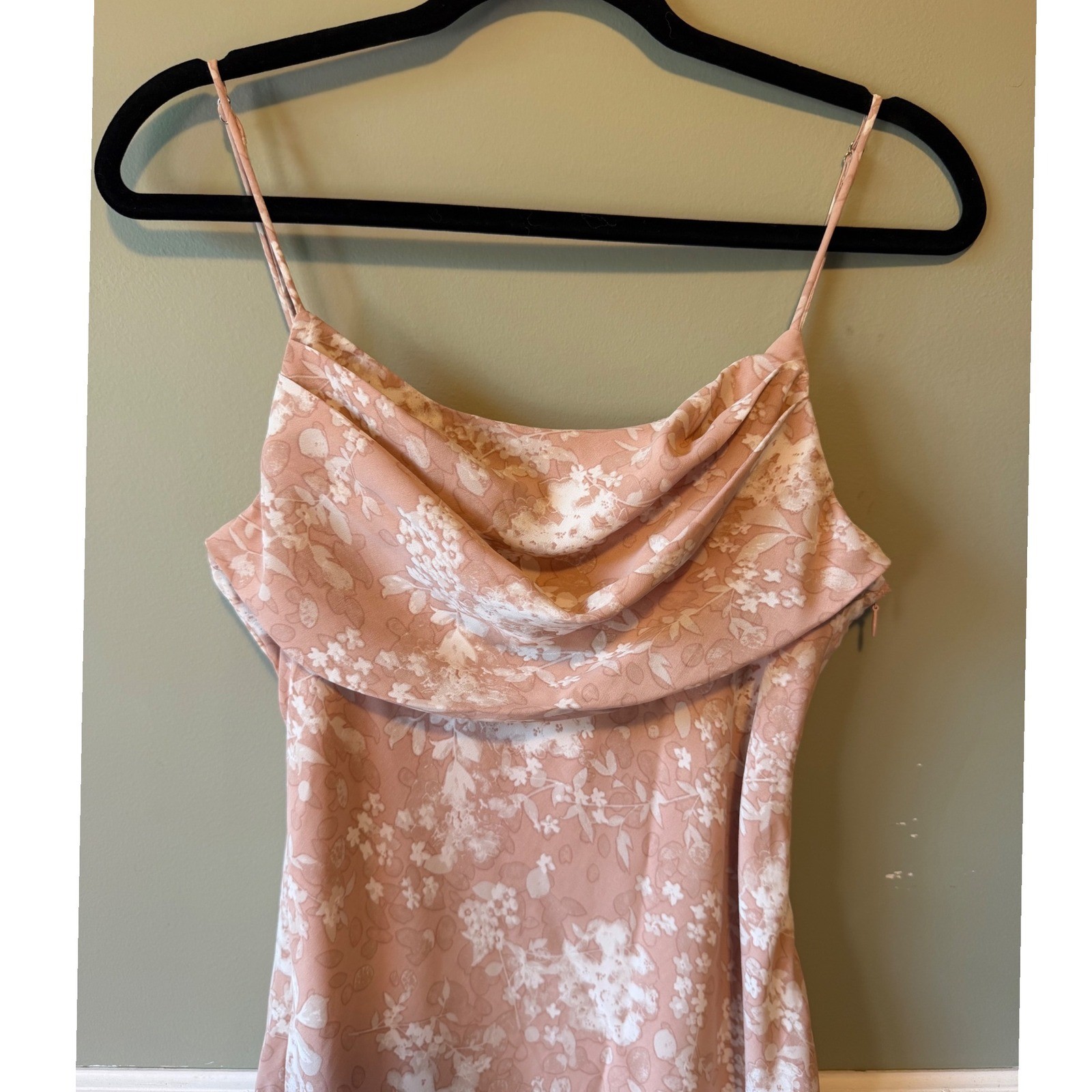 Petal + Pup Womens Pink Floral Cowl Neck Midi Dress Size 8 Adjustable Straps