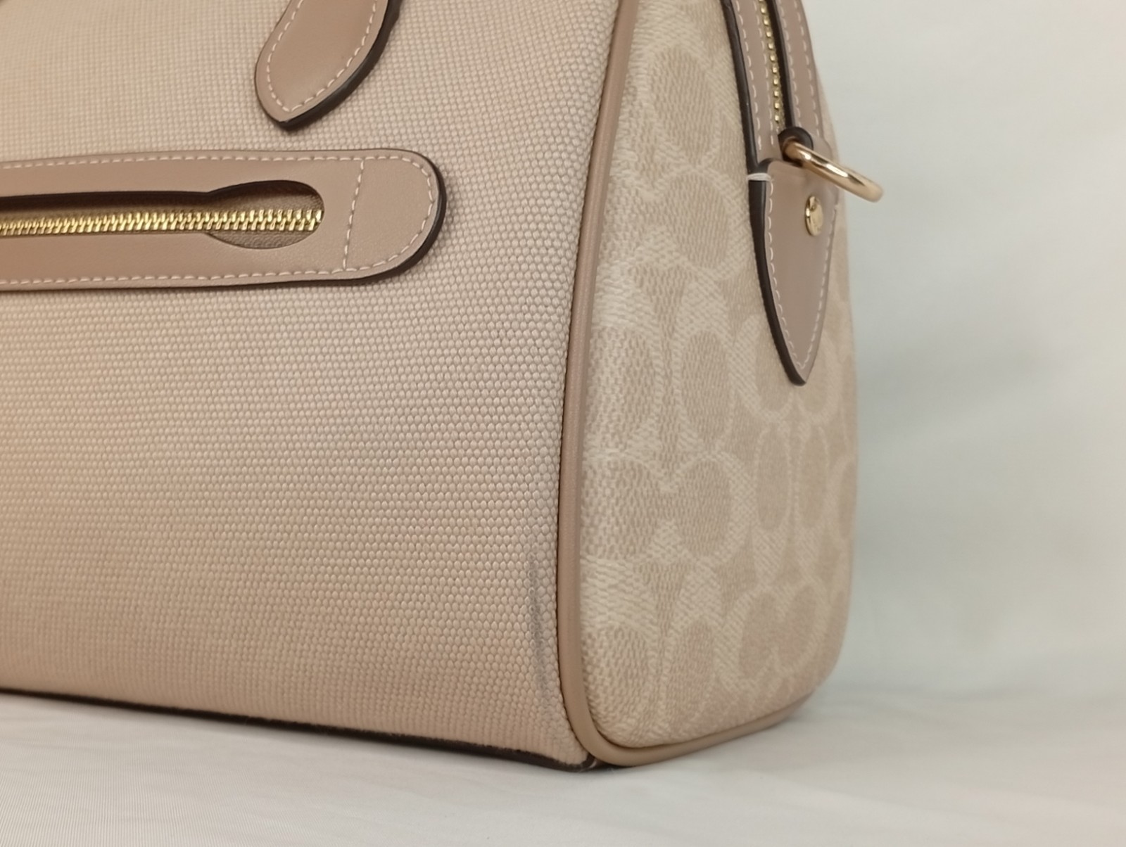 Coach Rowan Satchel Bag In Colorblock w/ Detachable Crossbody Strap Tan CAK58