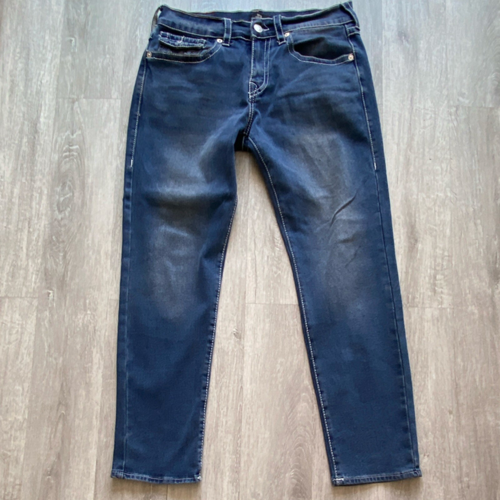 True Religion Men’s Blue Dark denim Jeans, Relaxed Slim