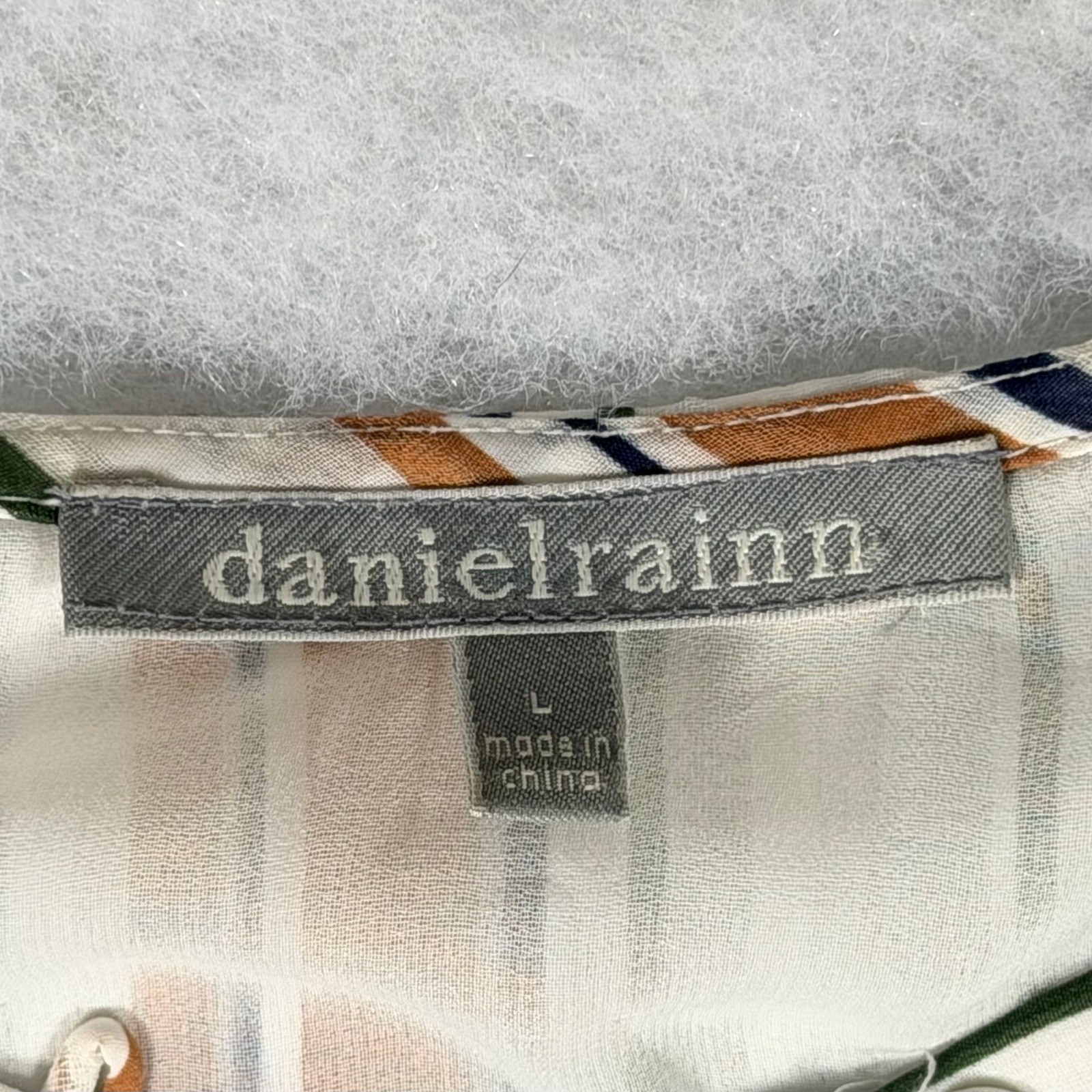 Daniel Rainn Striped Ruffle Camisole Large Sheer Lightweight Boho
