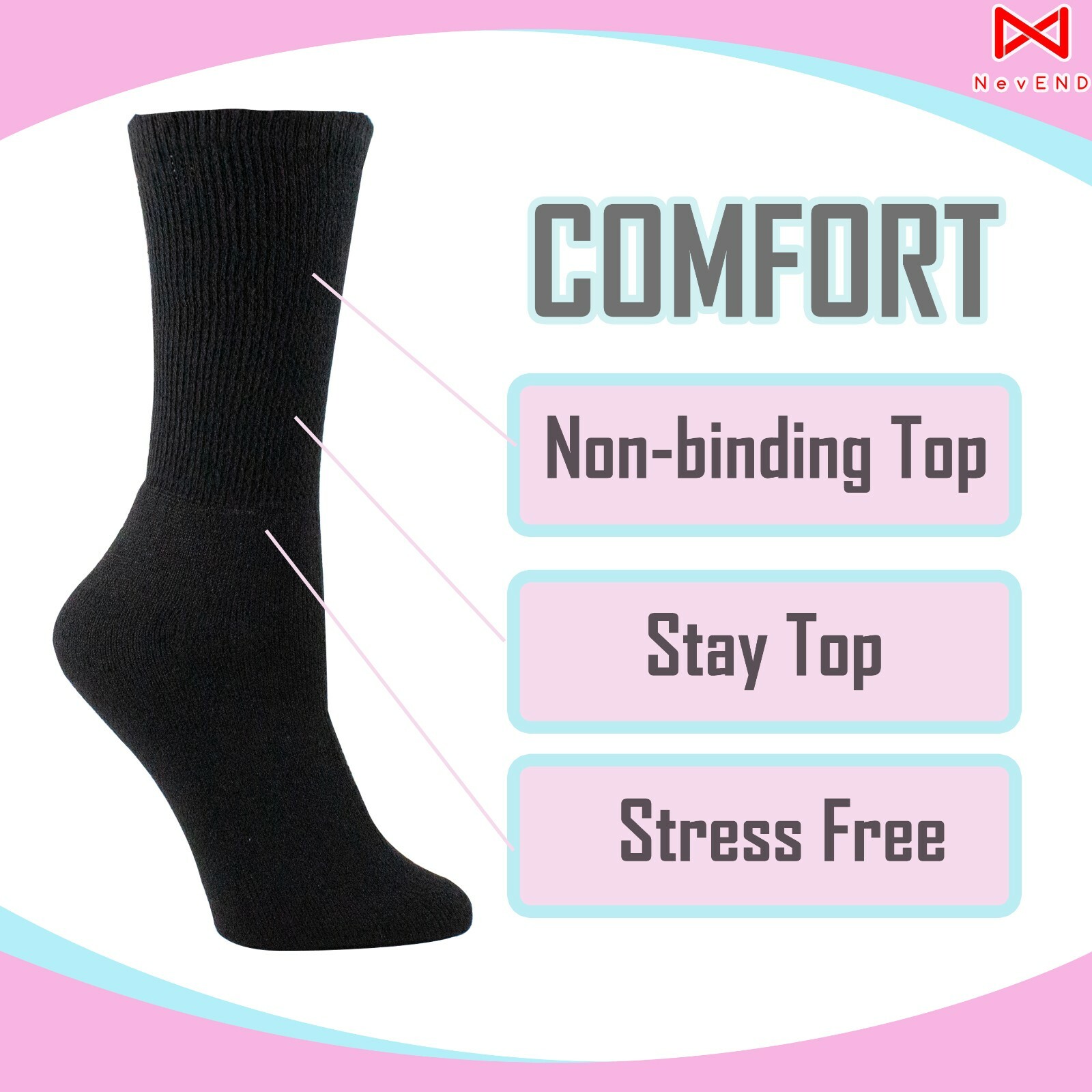 For Womens Non Binding Top Physician Approved Circulation Diabetic Crew Socks