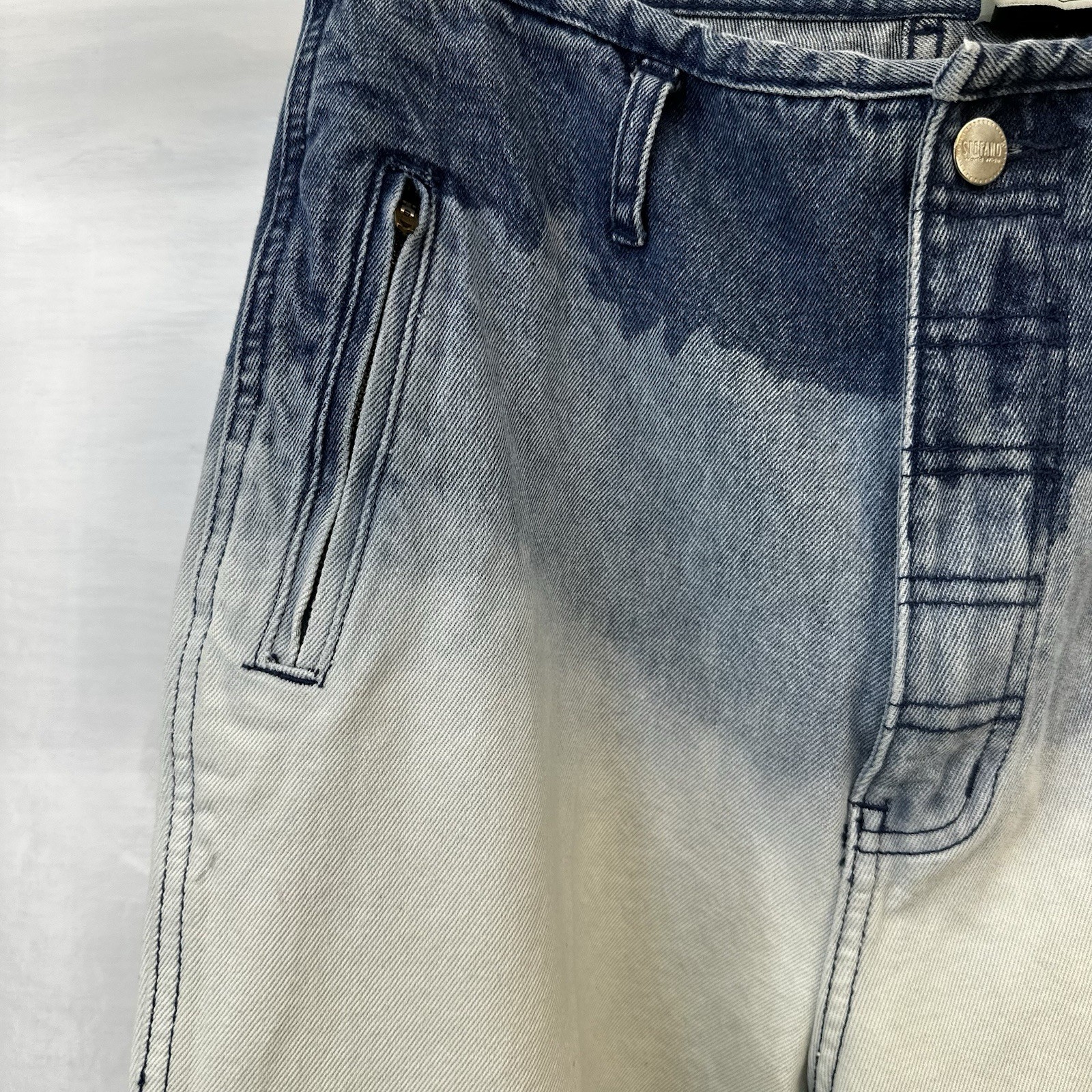 VTG 80s Dip Dye High Rise Tapered Leg Zip Ankle Ombré Denim Hong Kong 12 READ