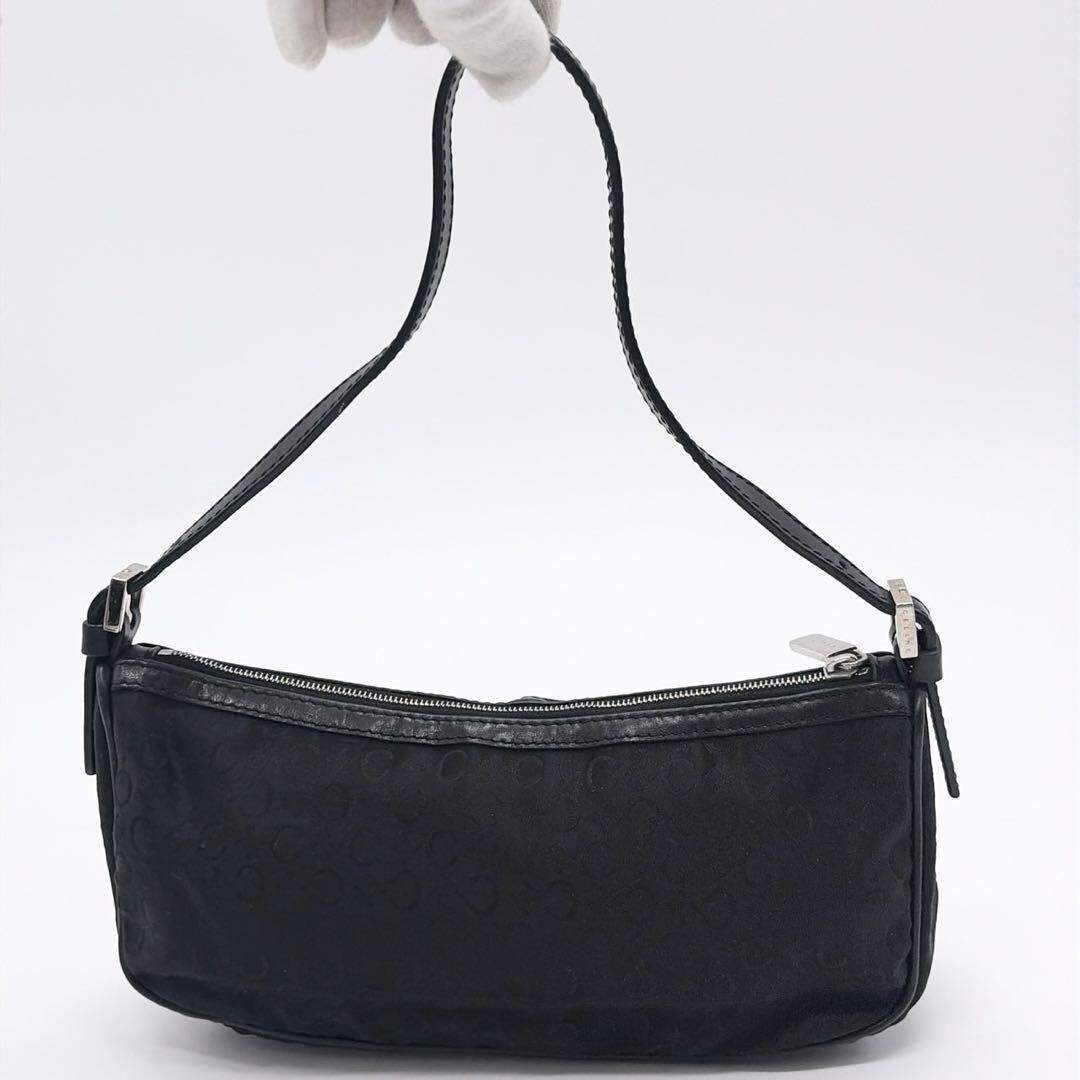 CELINE Shoulder Bag Pouch Pochette C Macadam Black Vintage Authentic From Japan