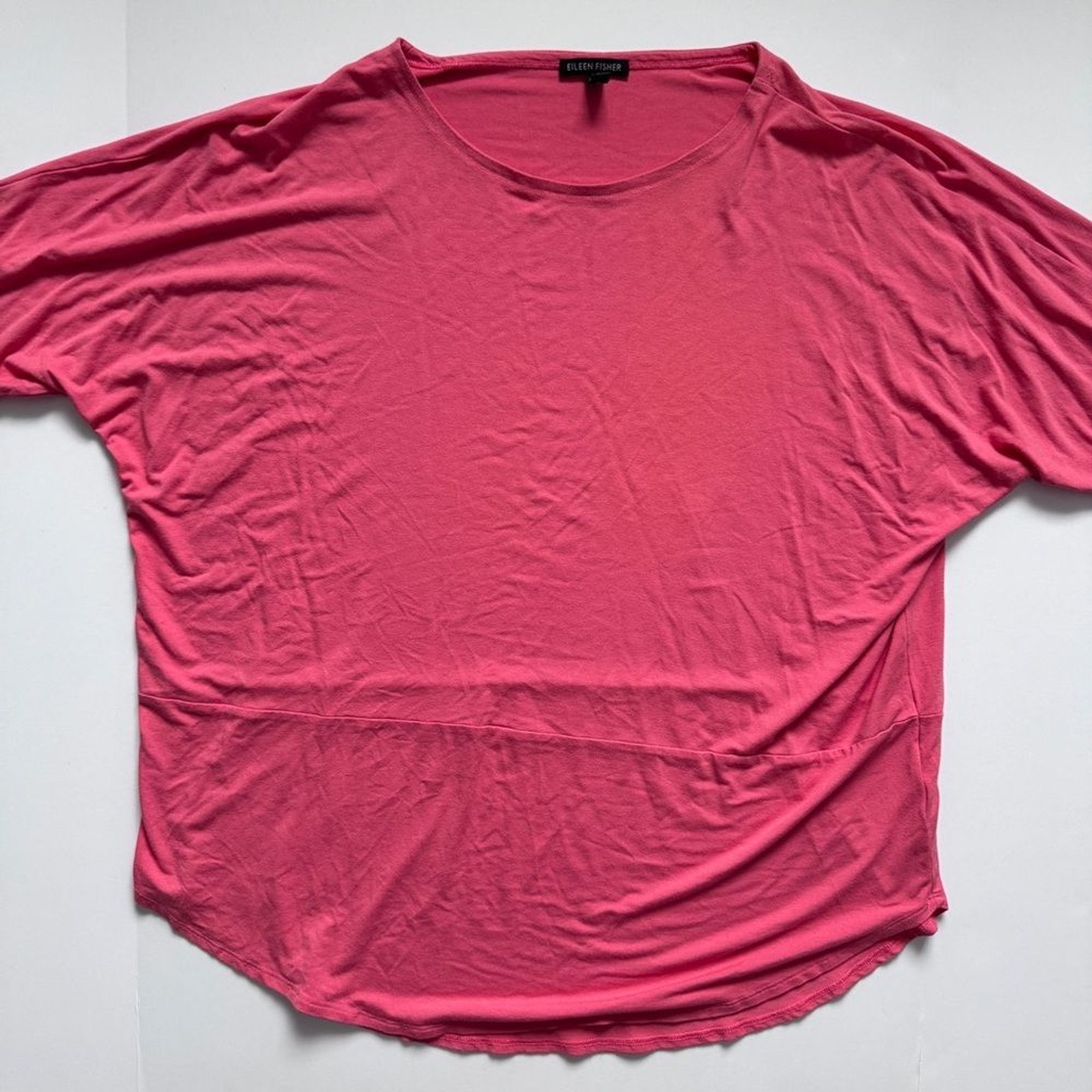 Eileen Fisher Viscose Jersey Batwing Dolman Sleeve Top Pink Size Large NWOT
