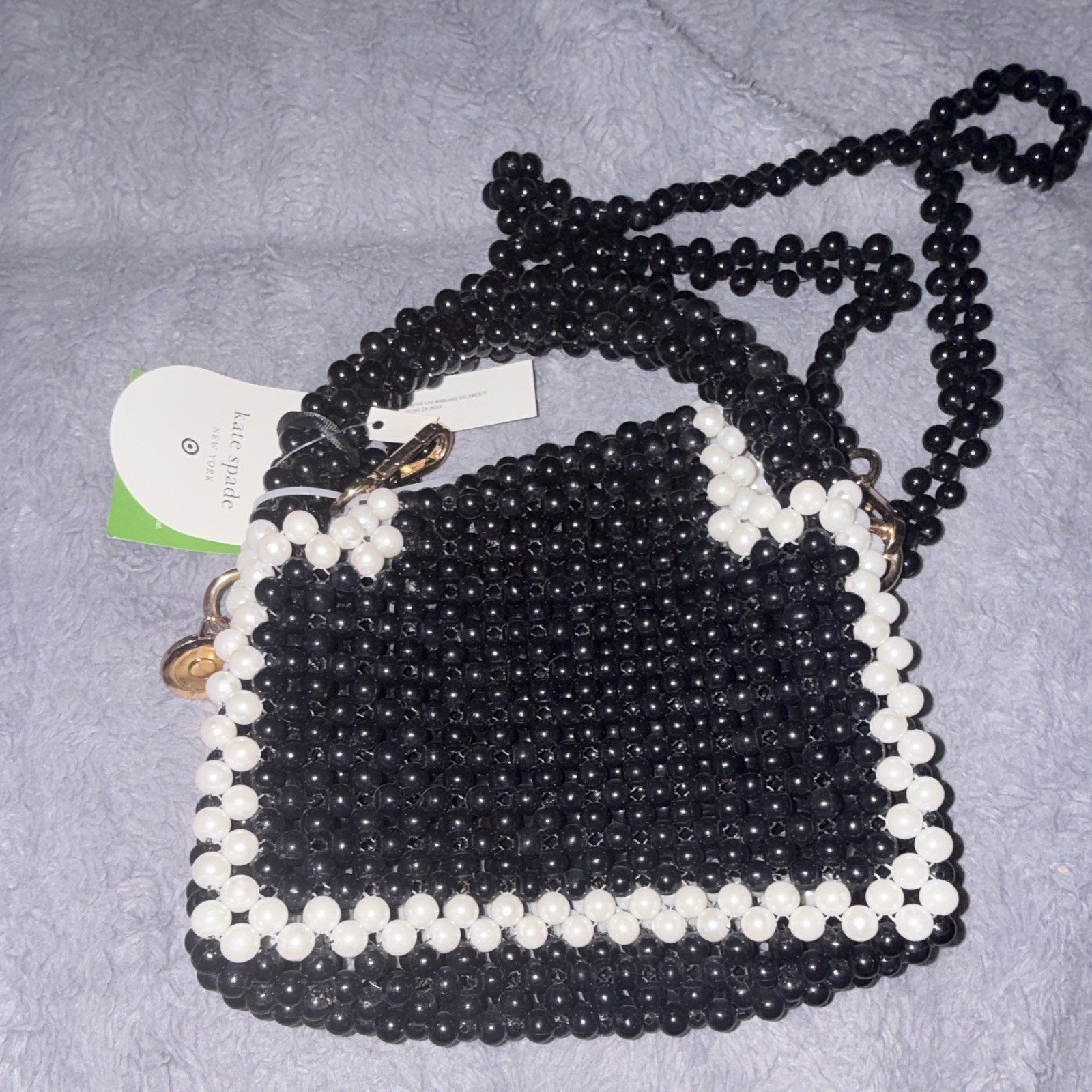 New Kate Spade New York x Target Color Block Beaded Black White Crossbody Bag
