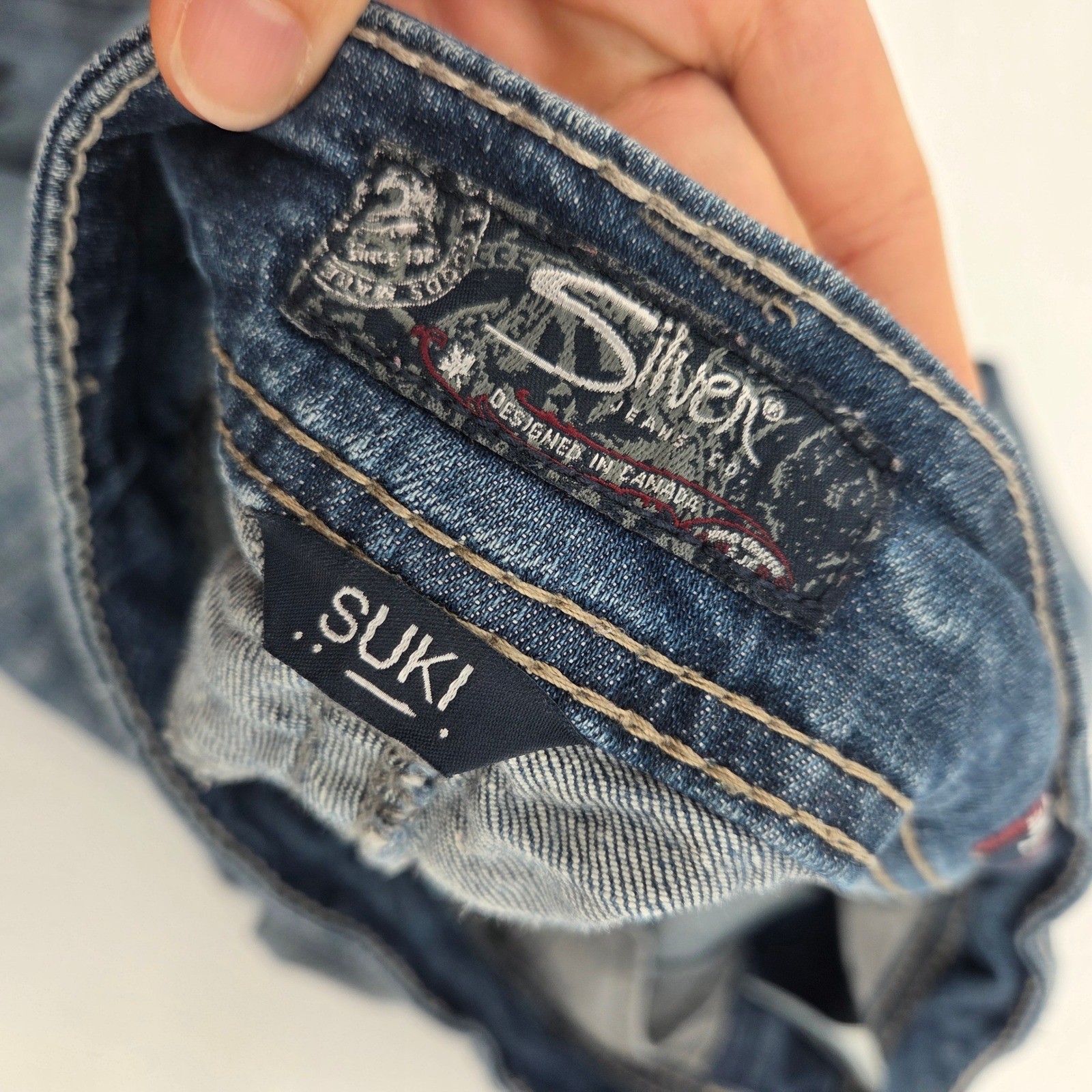Silver Jeans Suki Mid Baby Boot W34 L33 Blue Super Stretch Denim Y2K Boho