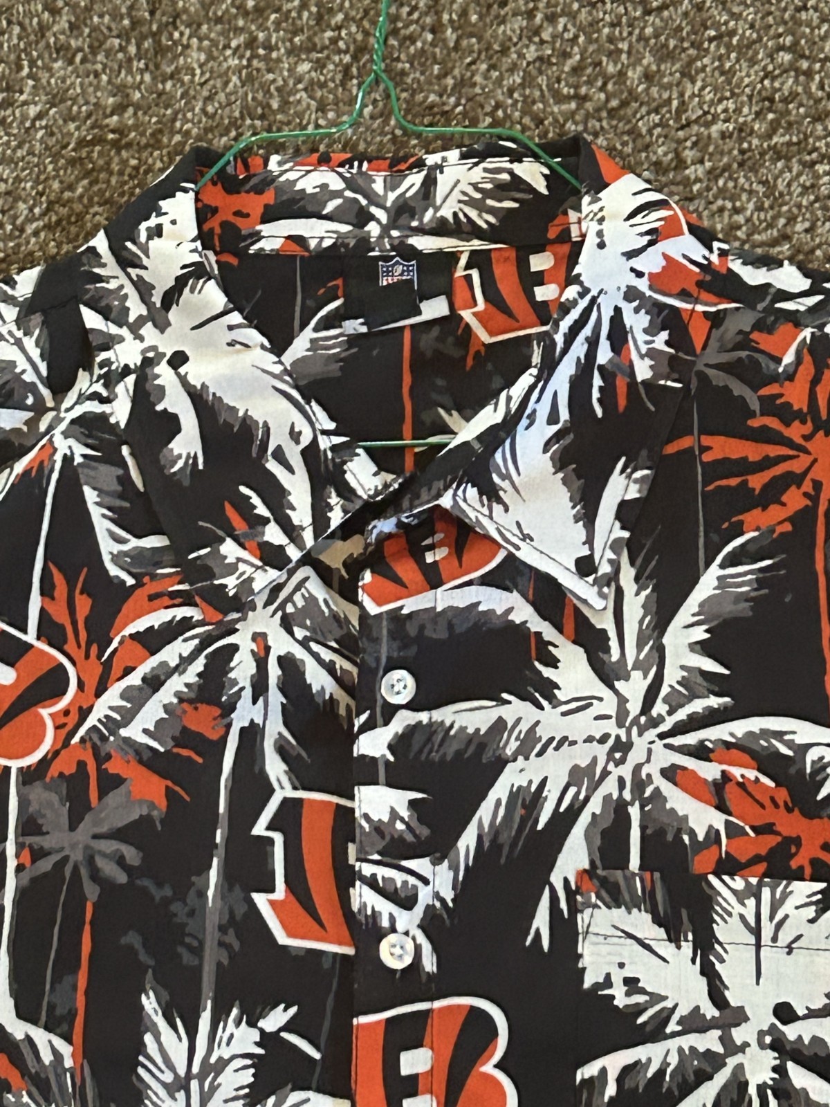 CINCINNATI BENGALS HAWAIIAN SHIRT CLASSIC LOGO VINTAGE STYLE SZ : XXL 2XL