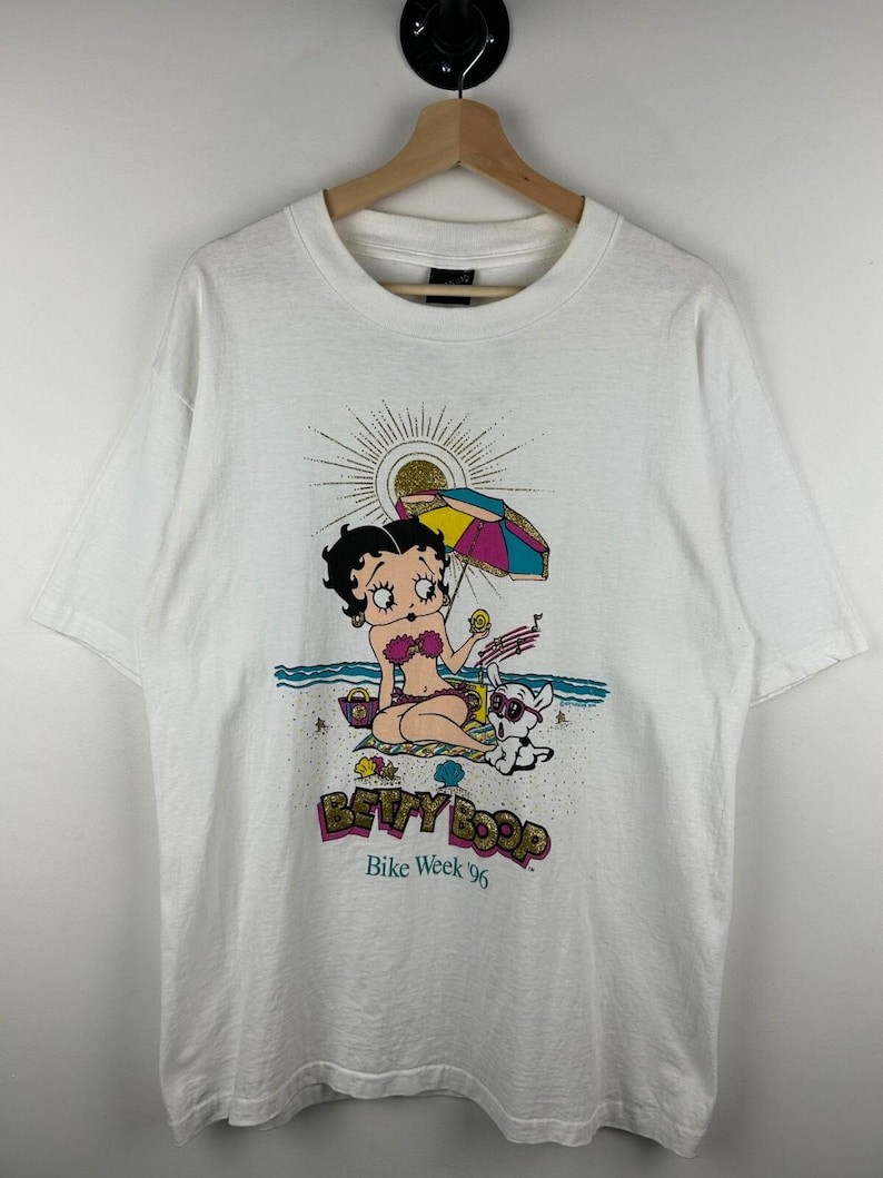 90s Betty Boop Bike Week 96′ White Tee all sizes available QT2966