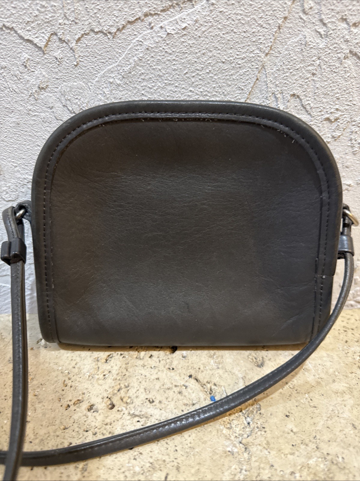 Vintage Coach Abbie Zip 9017 Slate Gray Leather Crossbody Bag USA