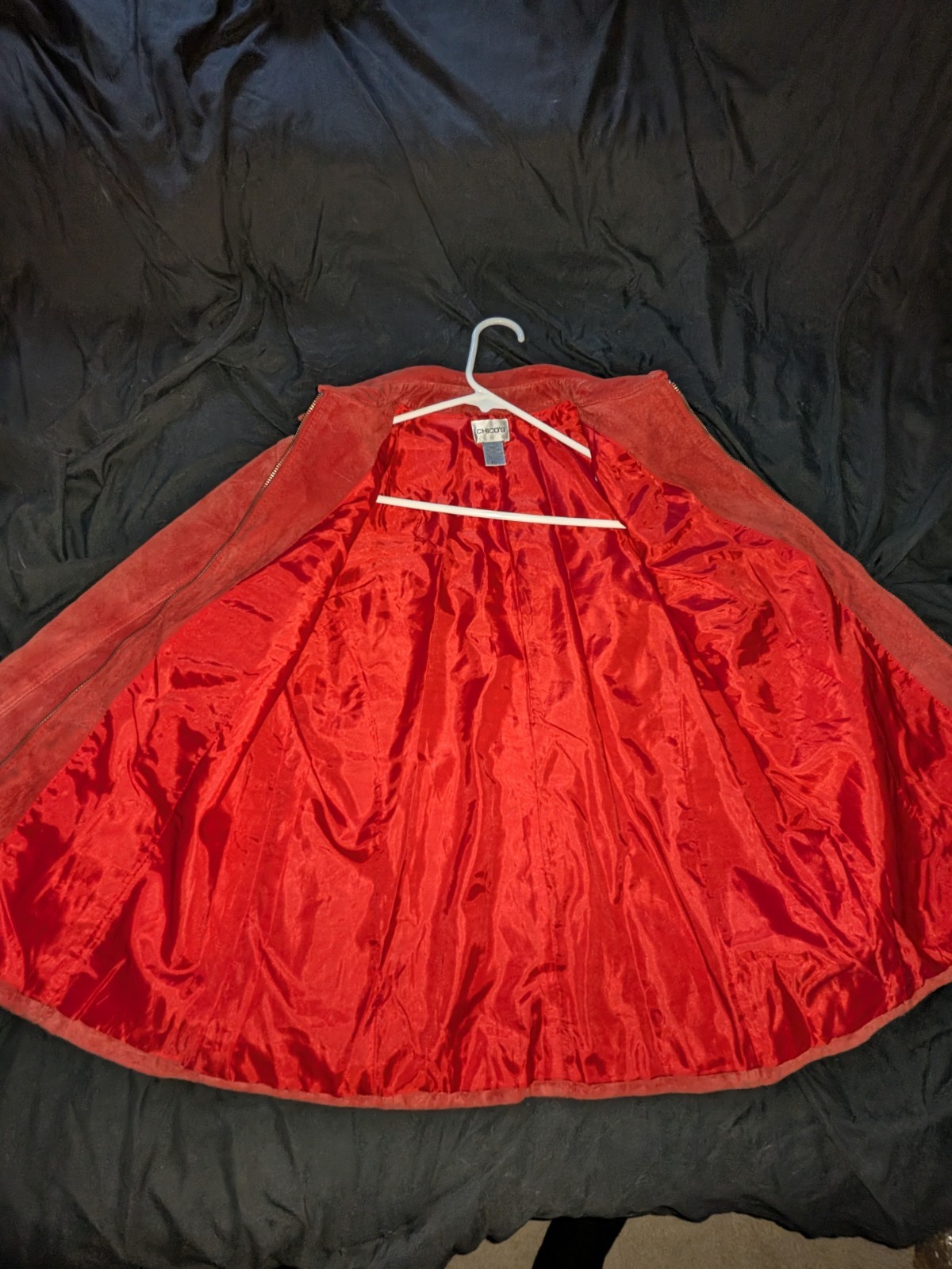 Chico’s Genuine Suede Leather Jacket | Bold Saturated Red | Zip Front | M