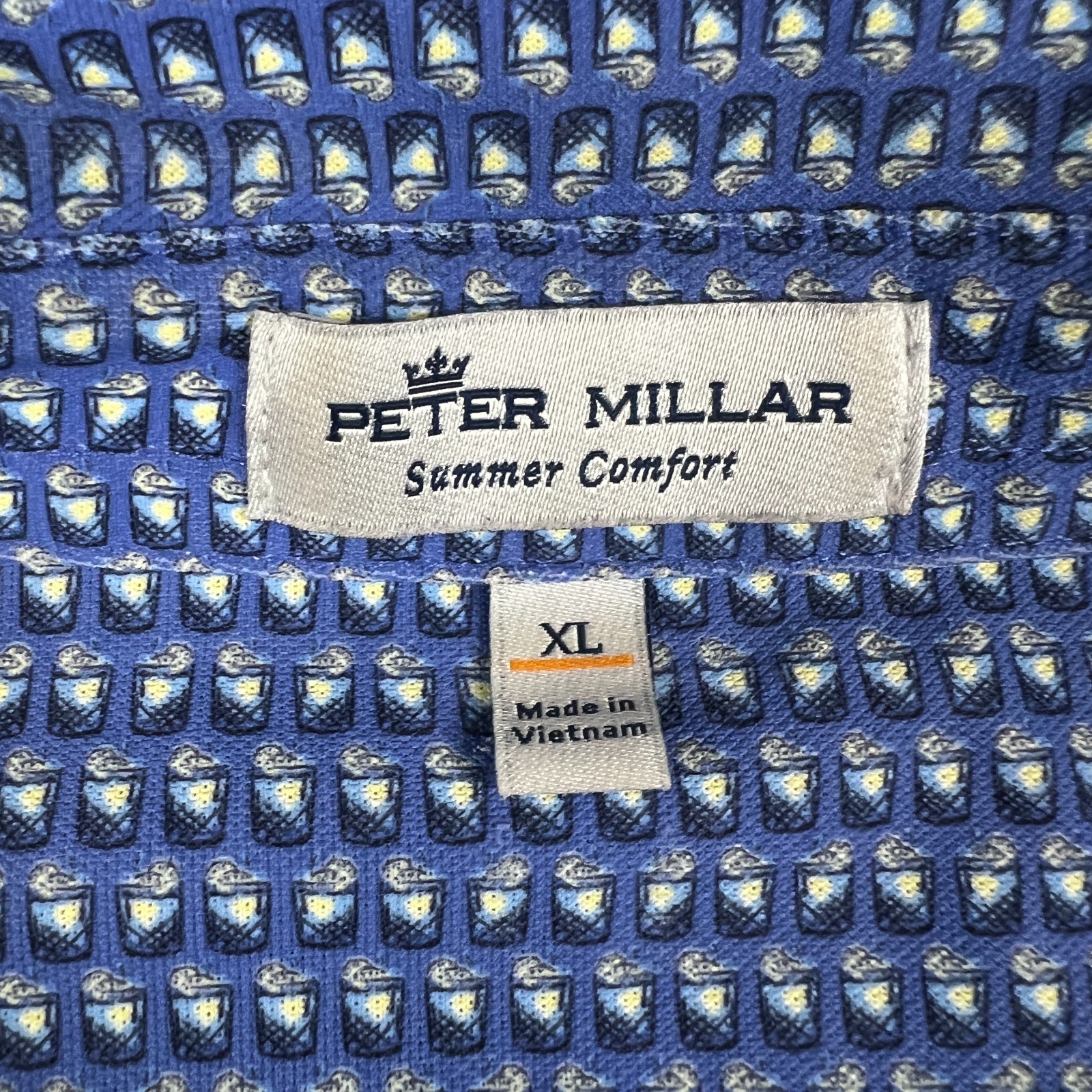 Peter Millar Transom Cocktail Drink Polo Shirt Print Pattern AOP XL Golf Stretch
