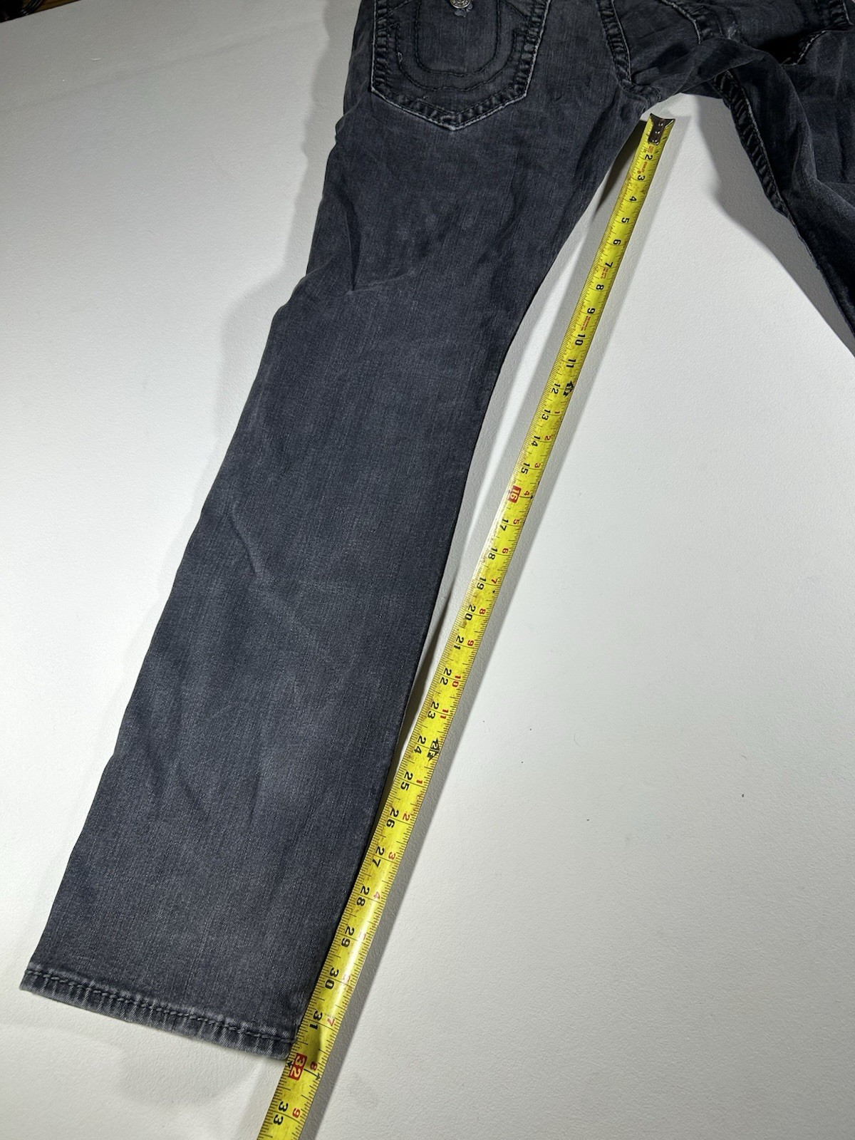 (Super Thrashed Distressed) True Religion Ricky Flap Big T Jeans 32×32 Grey