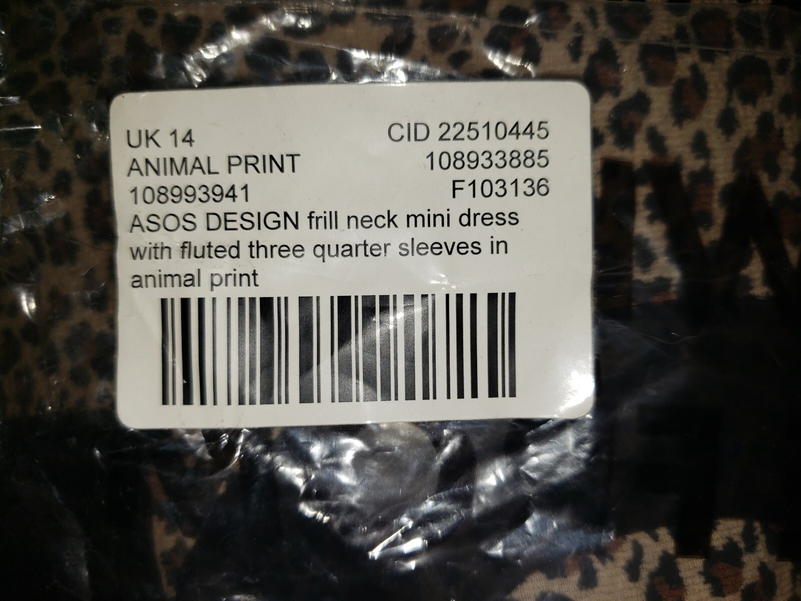 NEW Asos 10 Dress Animal Ruffle Mini Beige Black Boho Grunge Edgy Punk Indie Mod